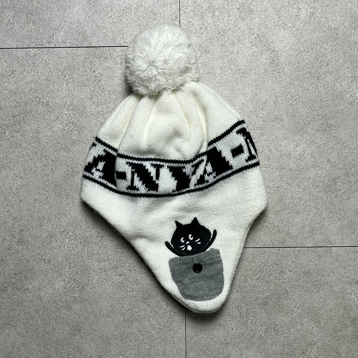 image of Issey Miyake x Ne Net Ne-Net White Cargo Pocket Cat Beanie, Men's