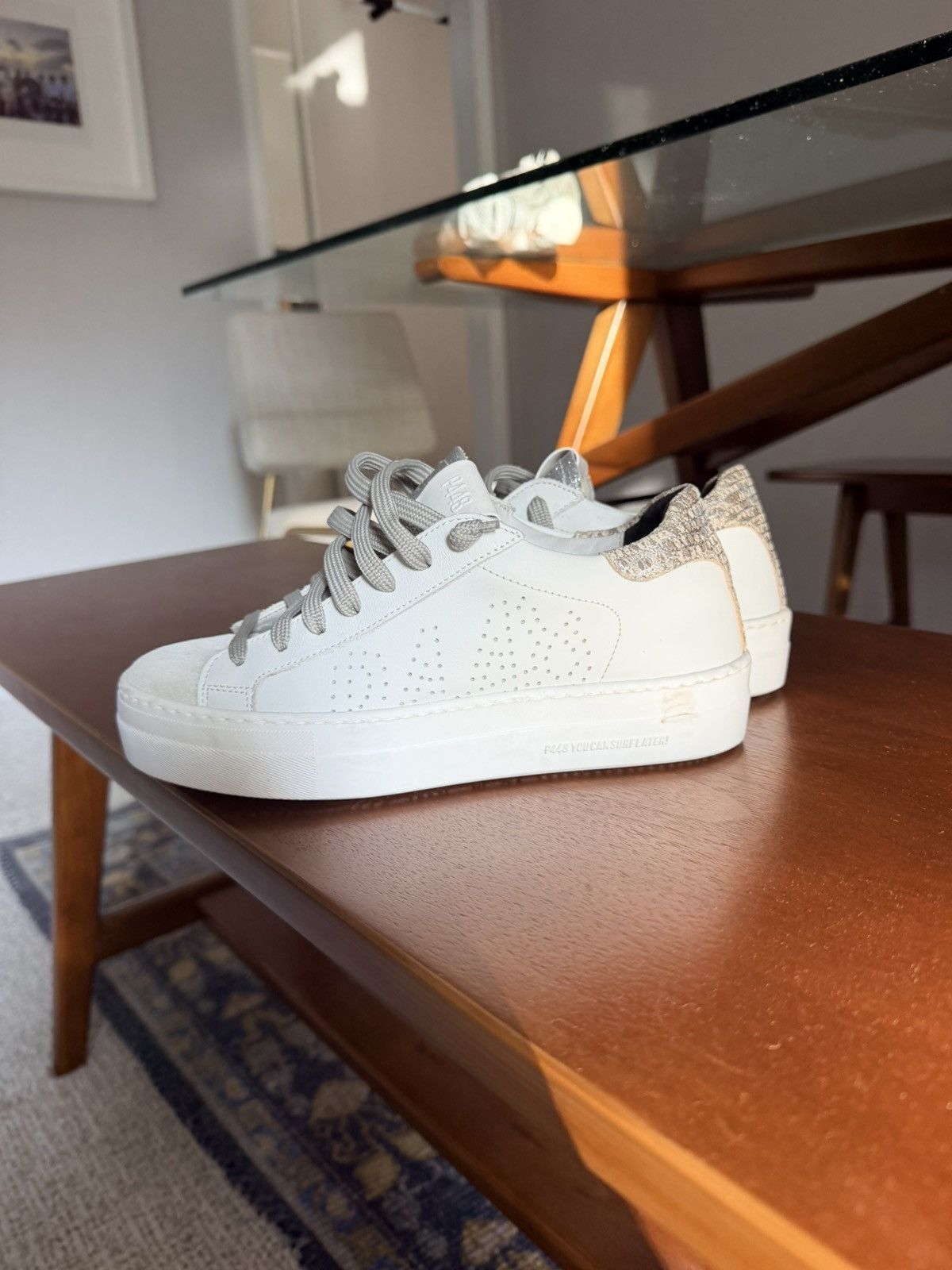 P448 P448 Thea silver snake platform gray white sneaker 36 Size US 6 / IT 36 - 1 Thumbnail