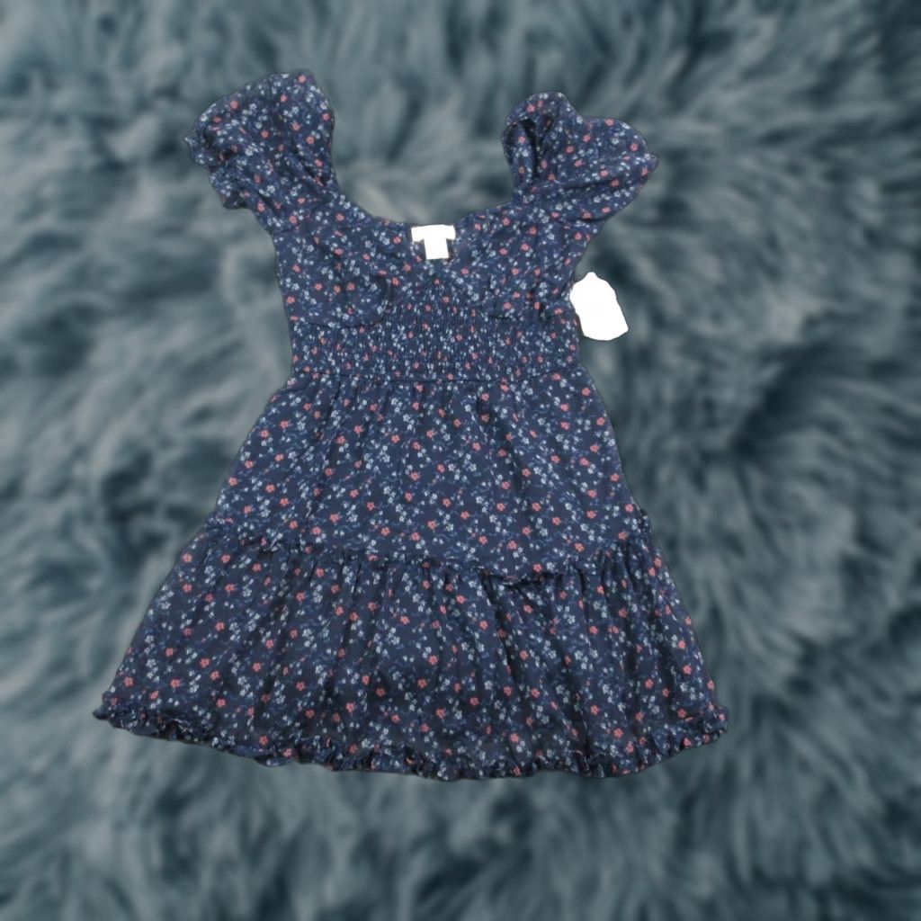 trixxi blue dress Trixxi Blue Spaghetti Strap Short Dress with Floral Embroidered Neck