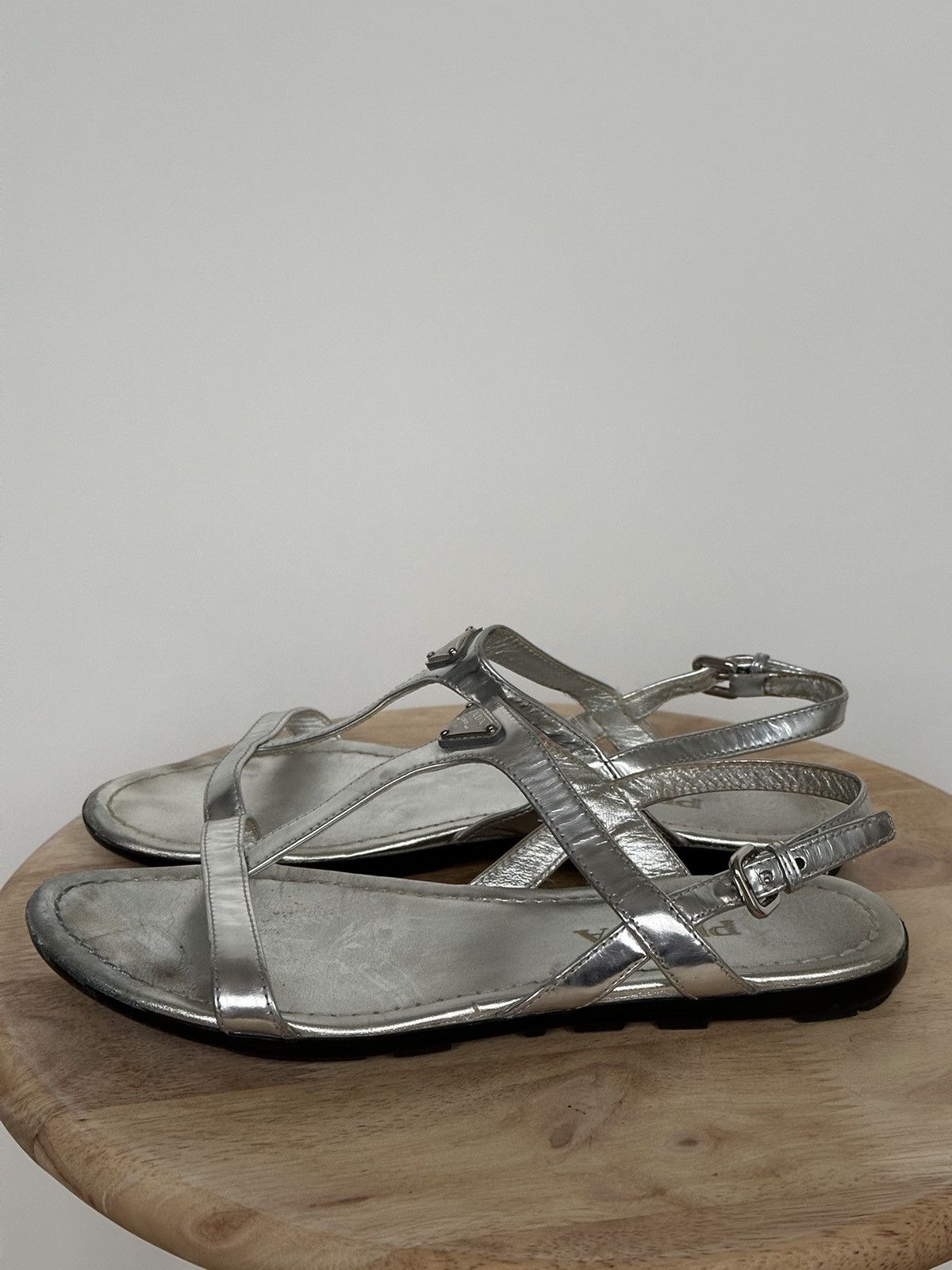 Designer × Prada Prada metal logo sandals Size US 6.5 / IT 36.5 - 3 Thumbnail