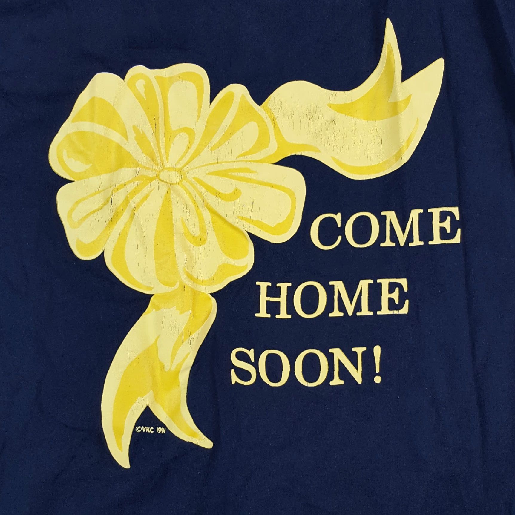 Fruit Of The Loom VINTAGE Desert Storm Come Home Soon T Shirt Military Army Ribbon 90s Size L Fruit of the Loom Black Cotton Short Sleeve Crew Neck Mens Size US L / EU 52-54 / 3 - 3 Thumbnail