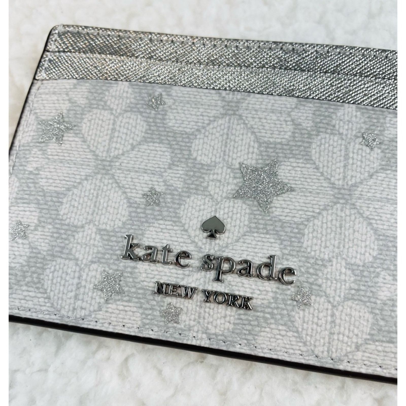 Kate Spade KATE SPADE • Platinum Grey Flower Star Slim Card Holder Size ONE SIZE - 9 Thumbnail
