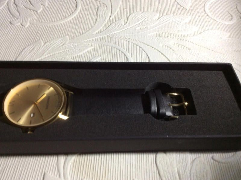Designer Unknown gold dial black leather strap watch Size ONE SIZE - 4 Thumbnail