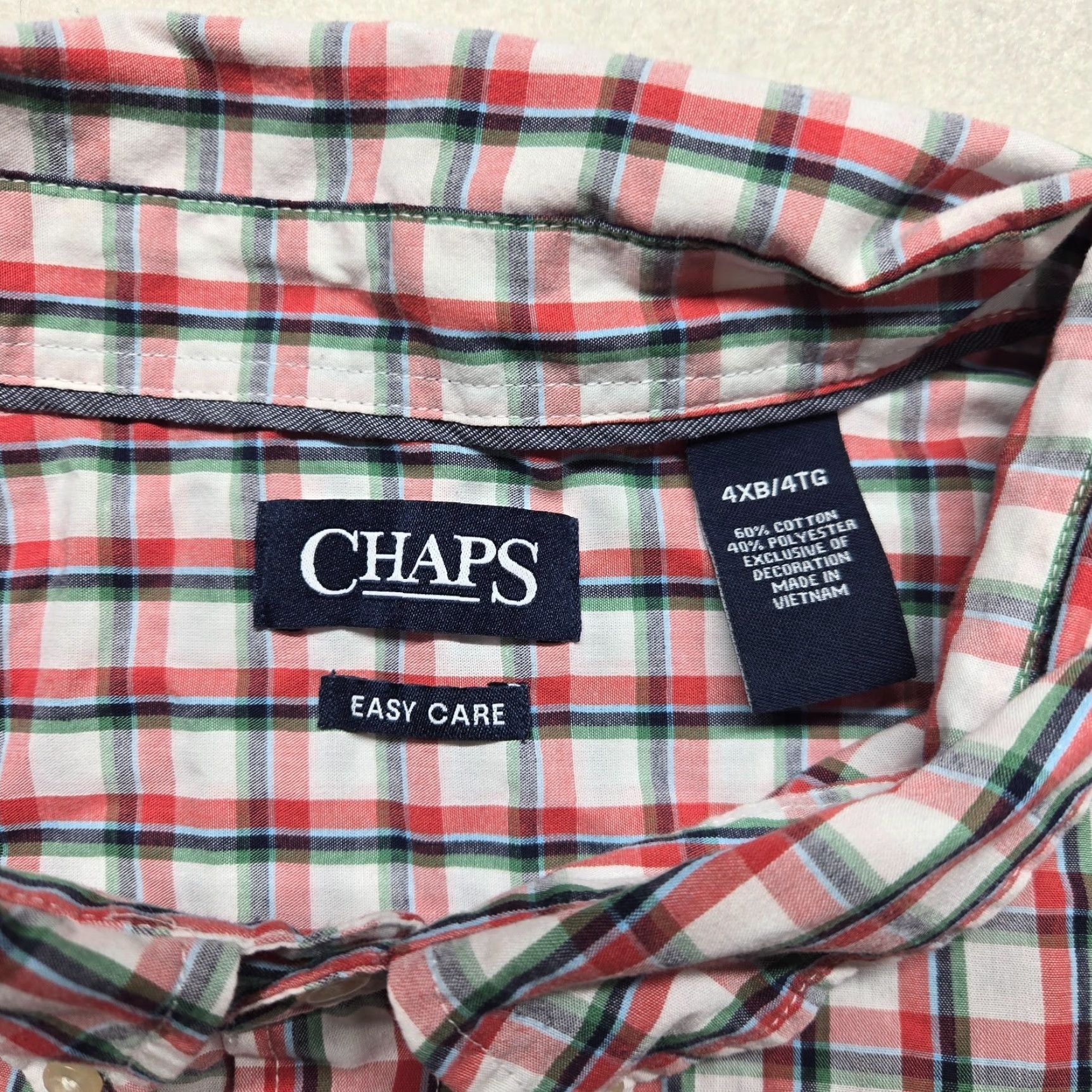 Chaps Chaps Shirt Red Plaid Short Sleeve Button-Down Adult Men Big 4X Colorful Classic Designer 4X Big & Tall Button-Up Shirt Mens Size US XXL / EU 58 / 5 - 2 Thumbnail