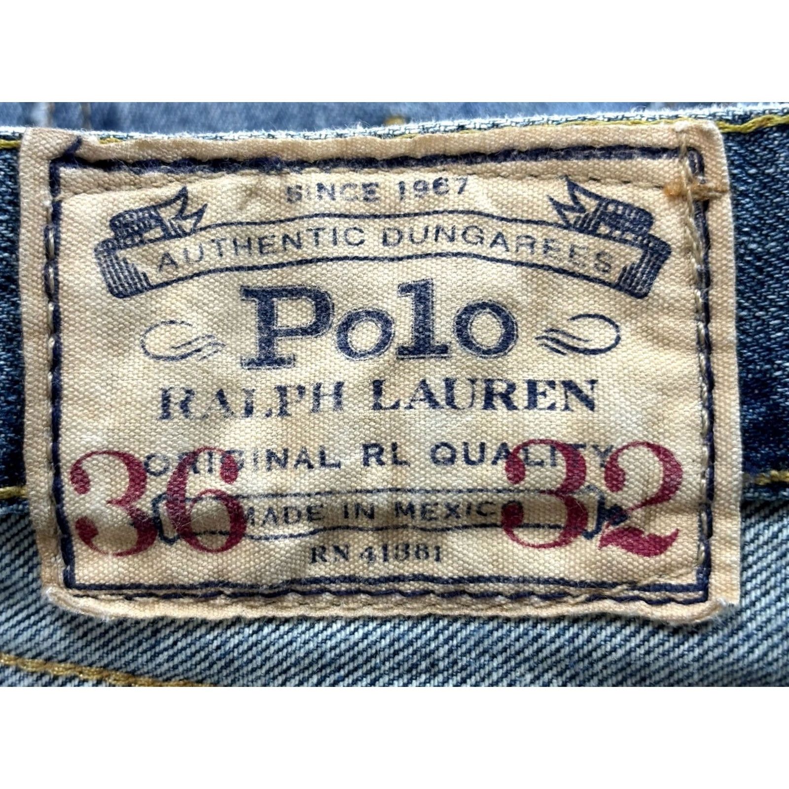 Polo Ralph Lauren Polo Ralph Lauren Jeans Mens 36x32 Blue Straight Fit Zip Fly Denim 5-Pocket Regular Waist 38 Inseam 31-32 Vintage No Size US M / EU 48-50 / 2 - 5 Thumbnail