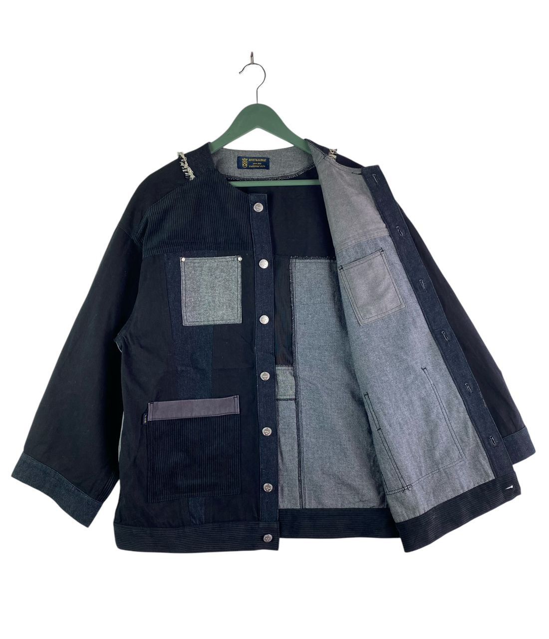 Japanese Brand Rivet & Surge art of fabric mix fabric patch chore jacket Size US L / EU 52-54 / 3 - 3 Thumbnail