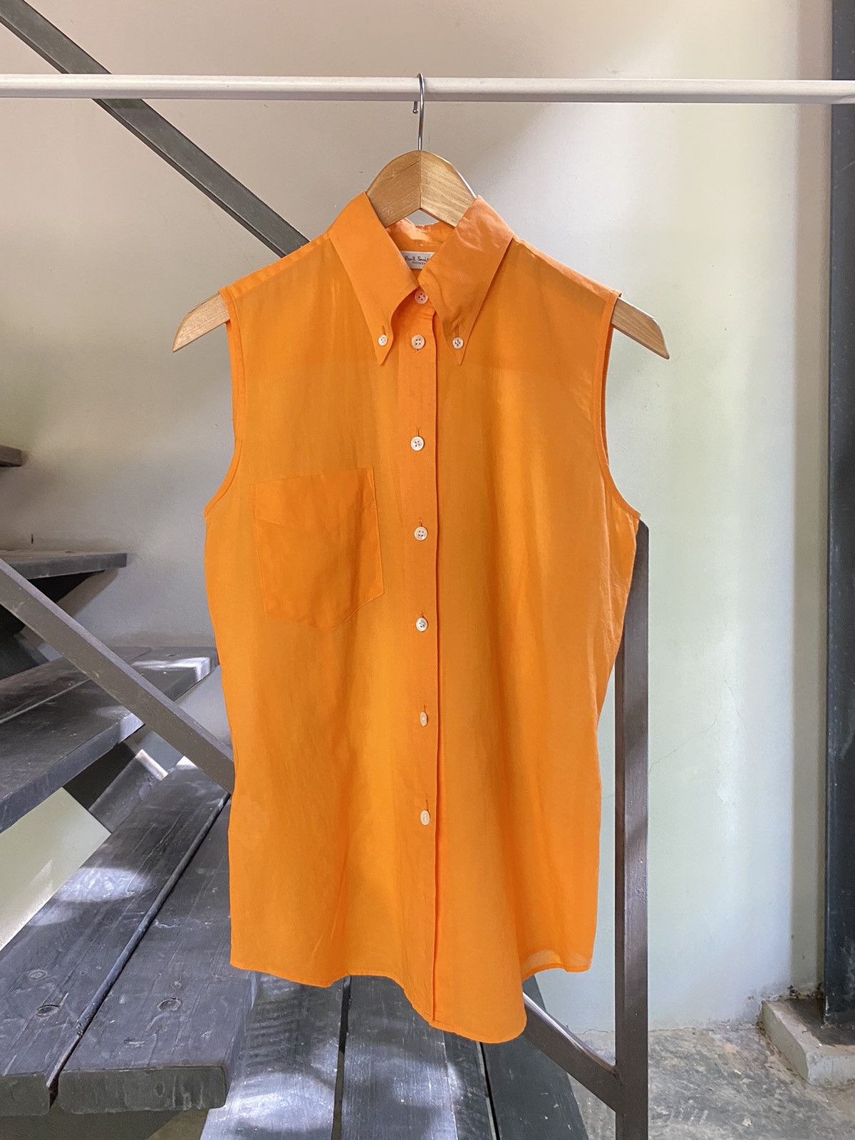 Paul Smith Paul Smith WOMEN Orange Sleeveless Button-up Shirt Size S / US 4 / IT 40 - 1 Thumbnail