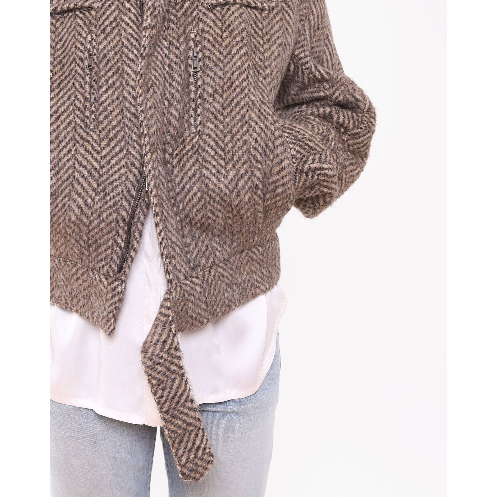Haider Ackermann FW15 Oversized Biker Bomber in Chevron Alpaca Mohair Size US M / EU 48-50 / 2 - 12 Thumbnail