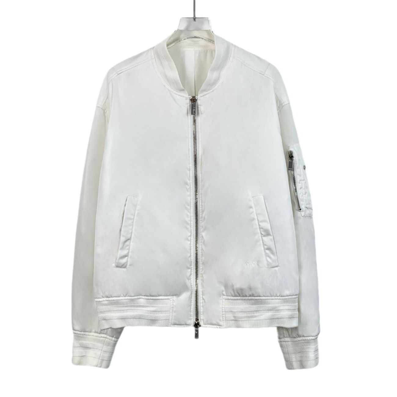 Dior Dior Mens White Satin Bomber Jacket With Zipper & Pockets Si Size US M / EU 48-50 / 2 - 1 Thumbnail
