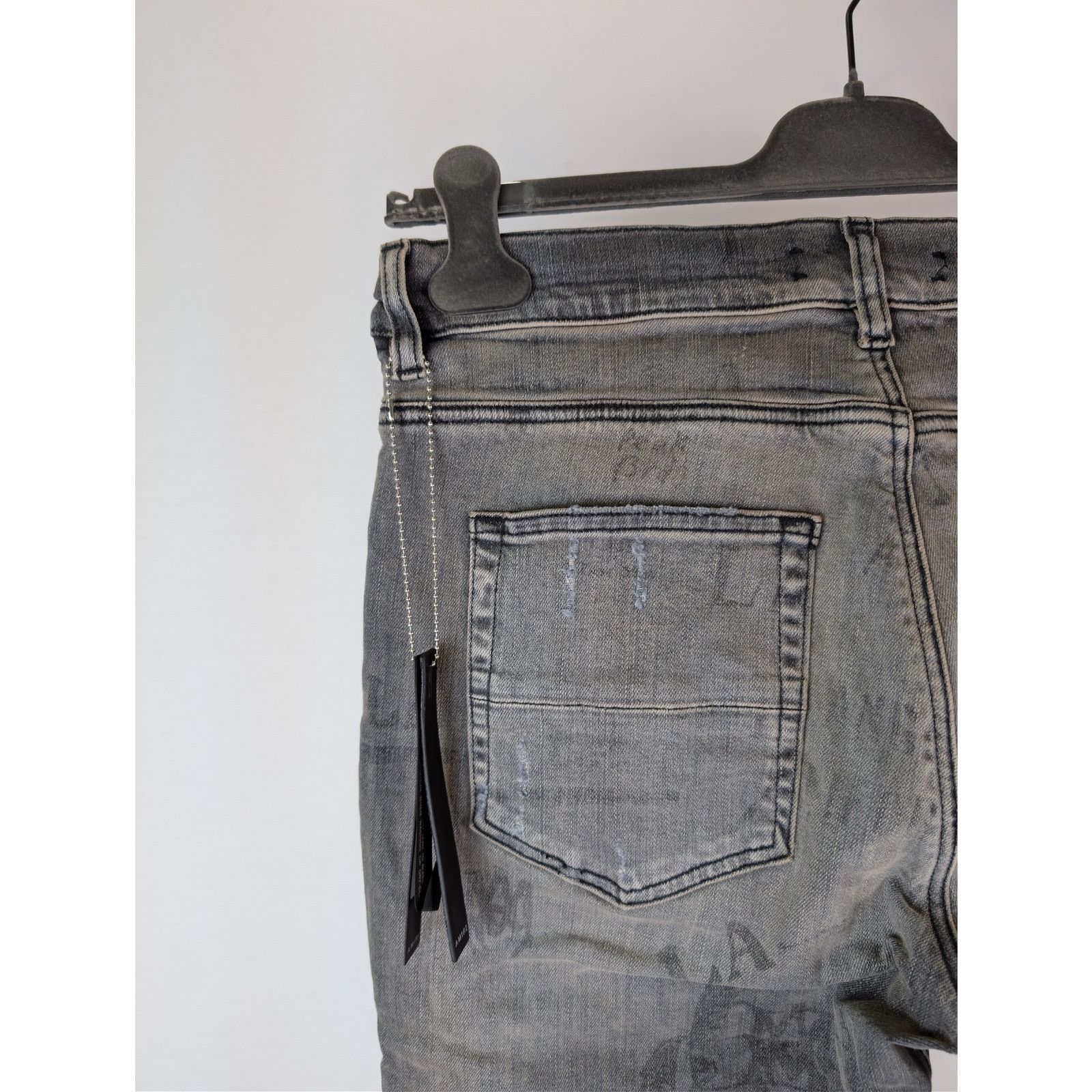 Amiri o1rshd1 Q:2 / Military Stencil Jean Denim Jeans in Grey 36 Size US 36 / EU 52 - 13 Thumbnail