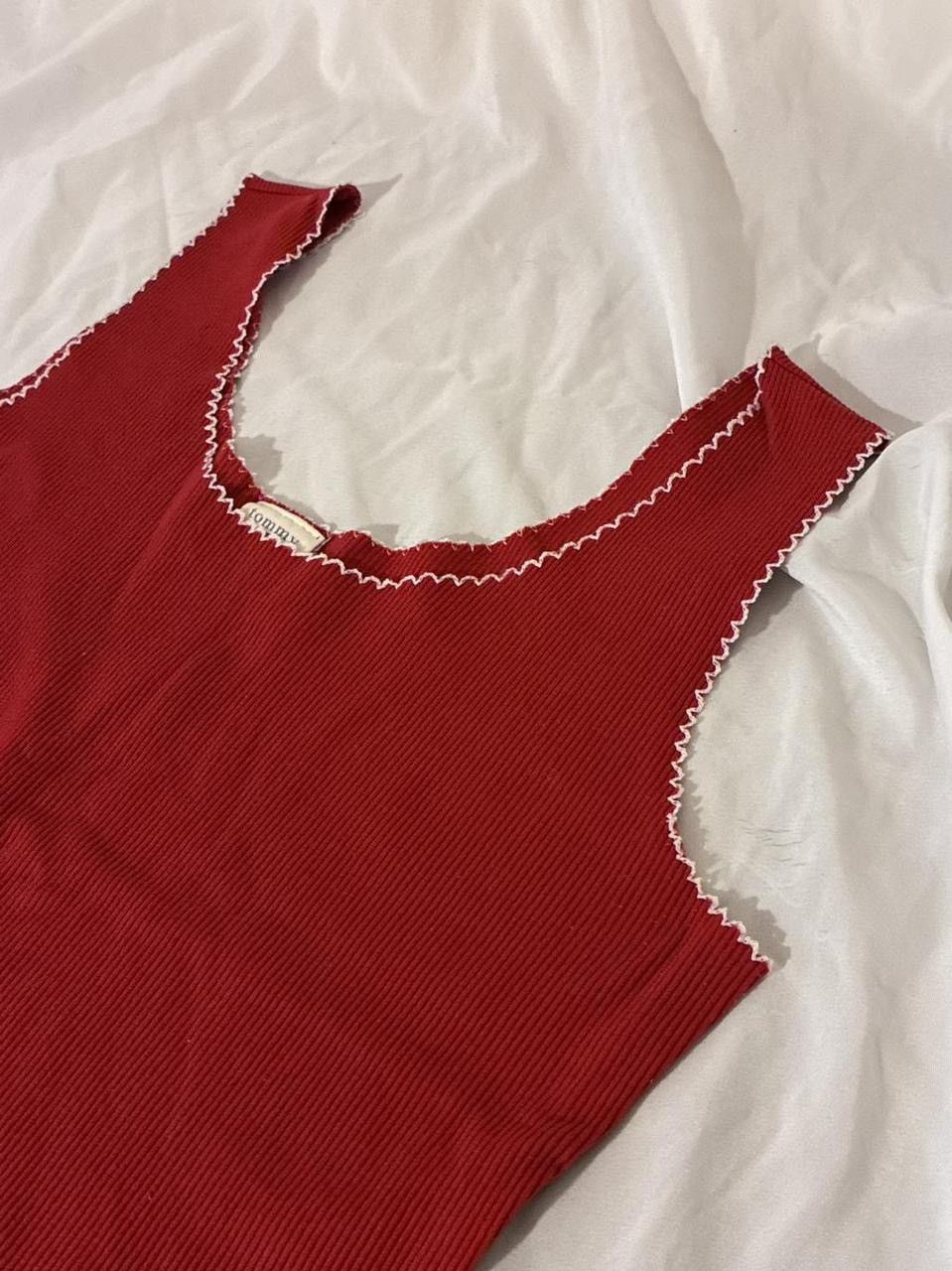 Tommy Hilfiger Vintage Tommy Jeans th Embroidered Ribbed Scoop Neck Tank Size L / US 10 / IT 46 - 3 Thumbnail