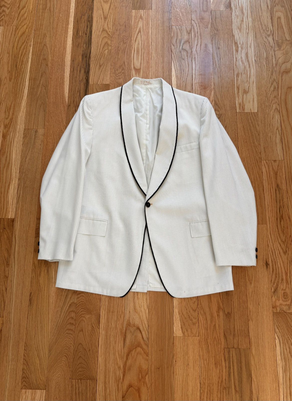 After Six After Six Vintage 40s Pinstripe White Dinner Jacket Tux 43R Size 42R - 2 Thumbnail