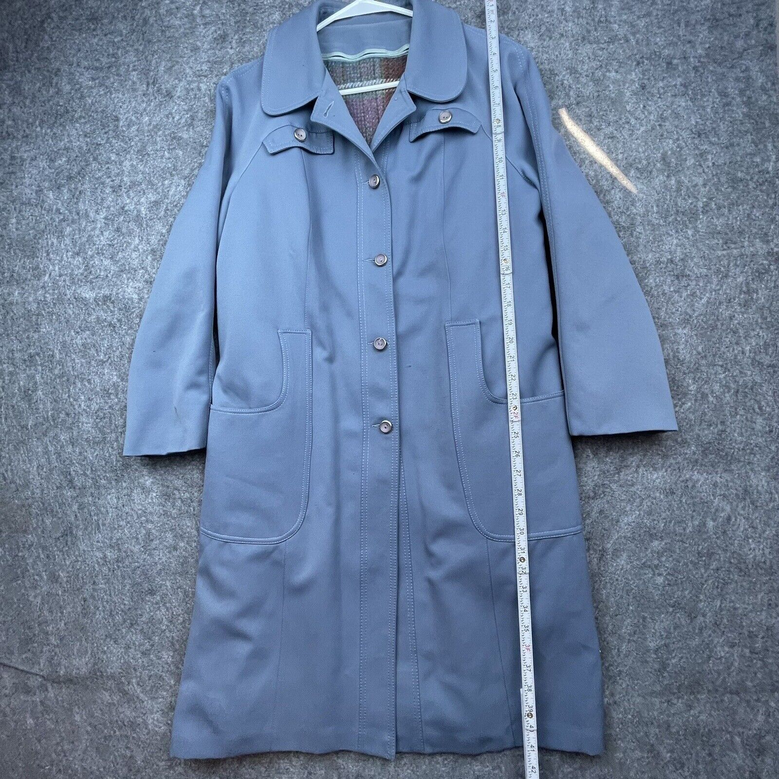 I. Magnin Vintage I Magnin Coat Large Blue Trench Flannel Forecaster Size L / US 10 / IT 46 - 8 Thumbnail