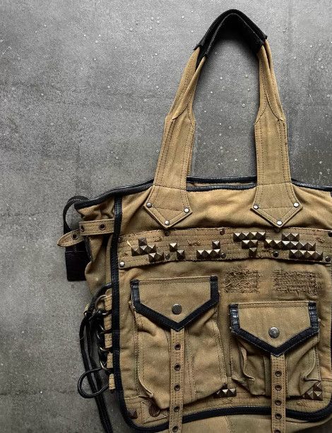 KMRii KMRii Early Rivet & Drawstring Denim Tote Bag Size ONE SIZE - 4 Thumbnail