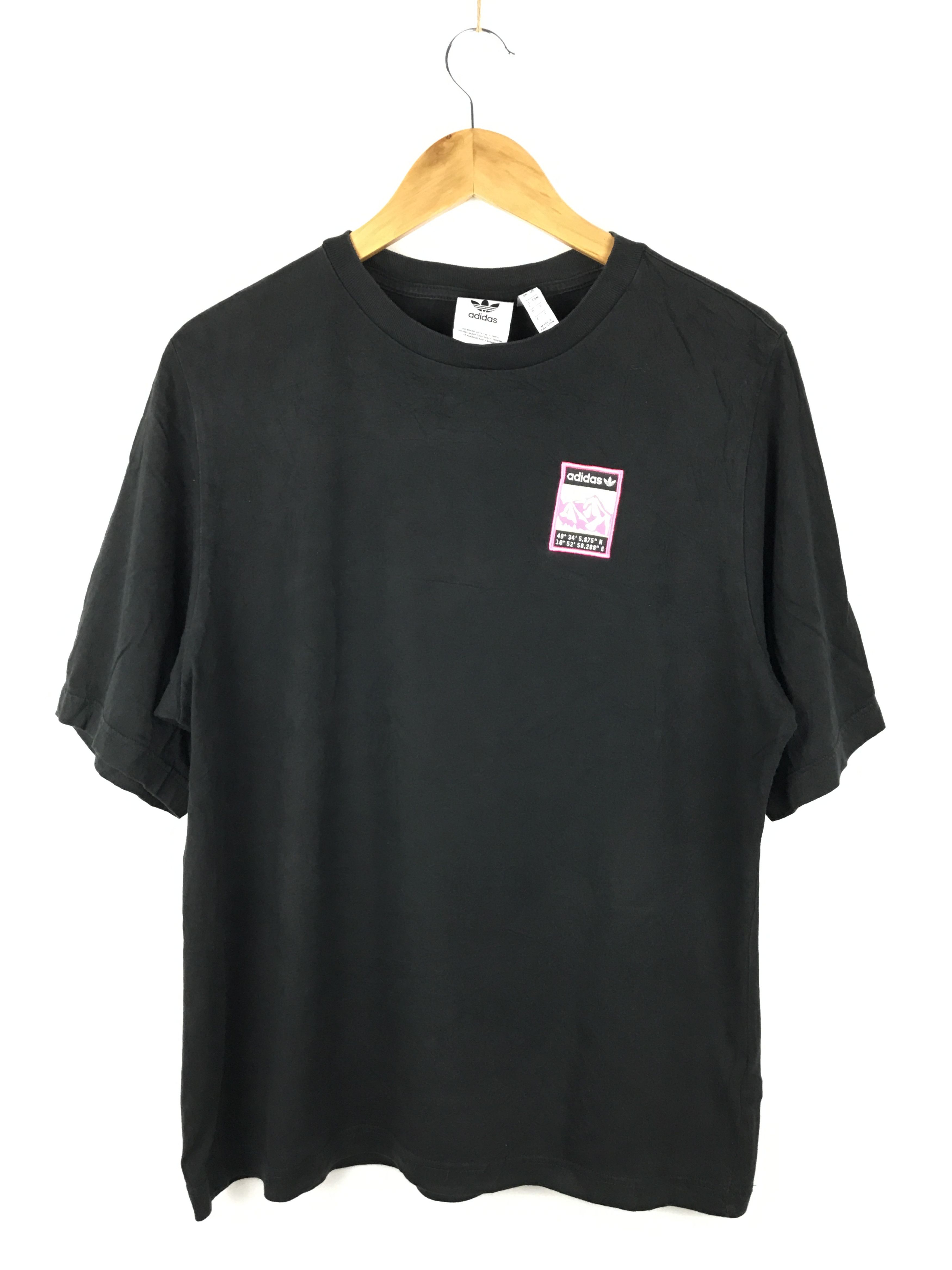 image of Adidas 3 Stripes Big Logo Tees in Black, Men's (Size Small)