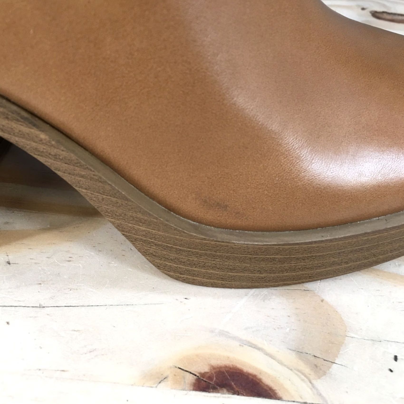 Vintage Universal Thread Sandals Womens 6.5M Platform Mule Brown Leather Slip On Block Heel Womens Shoes Casual Strapless? Size US 7 / IT 37 - 3 Thumbnail