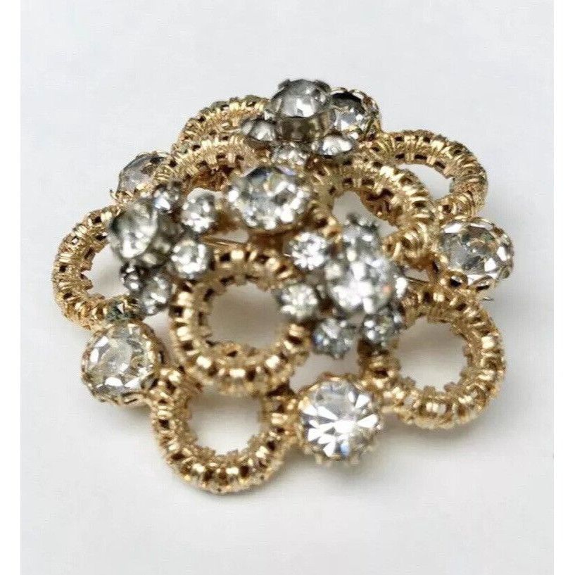 Vintage Vintage Kramer of New York Glass Rhinestone Flower Brooch Pi Size ONE SIZE - 2 Thumbnail