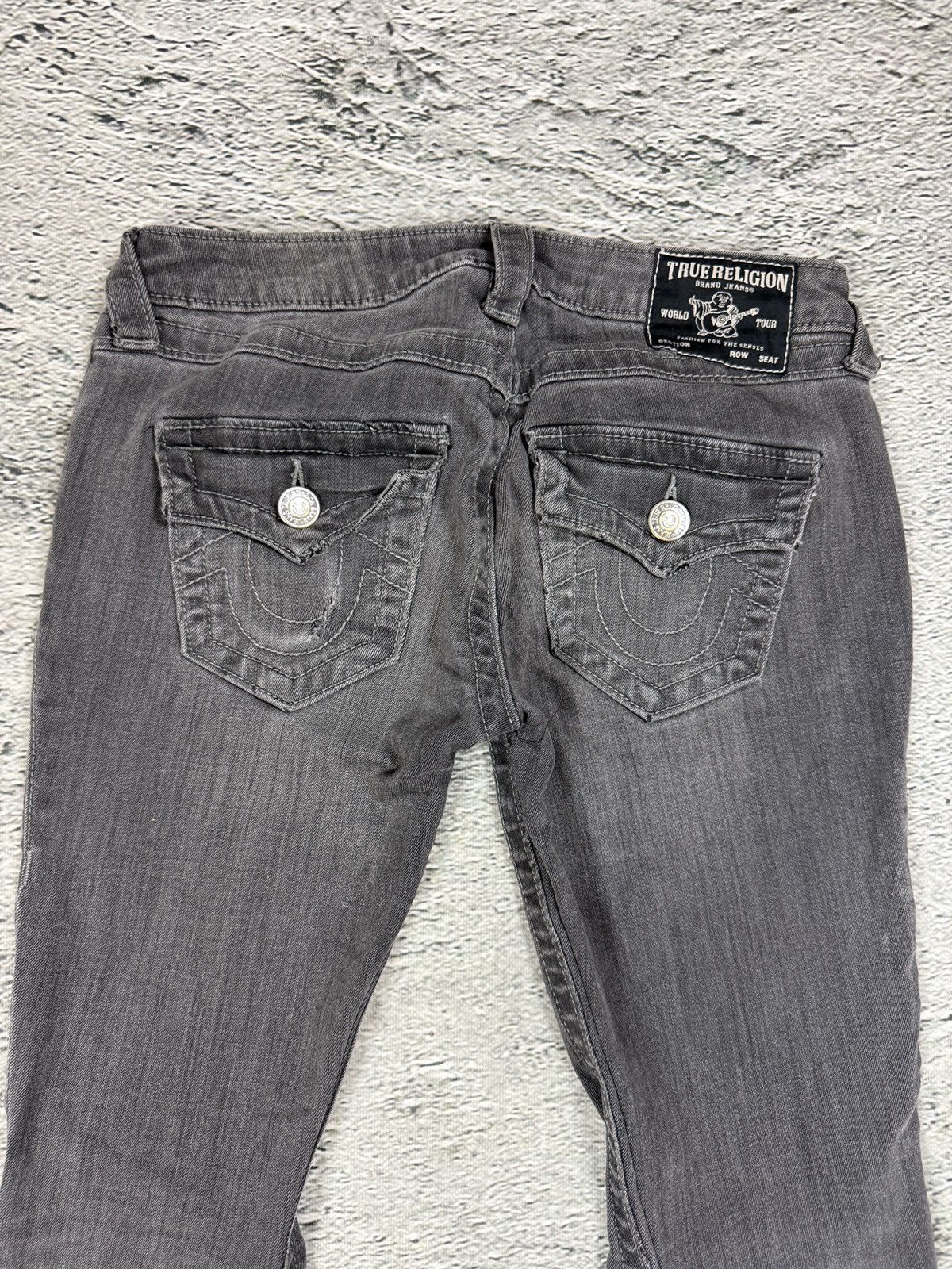 True Religion jeans grey thick stitching Joey flared