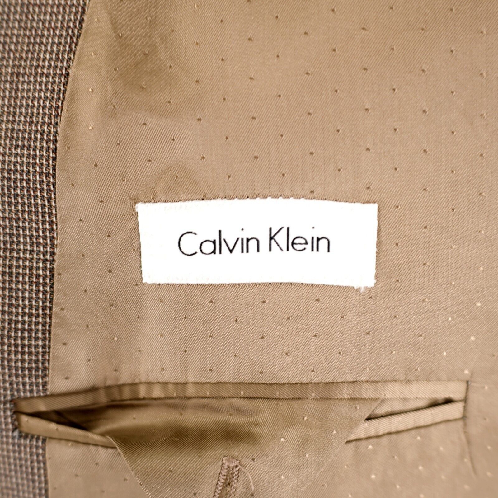 Calvin Klein Calvin Klein Brown Cream Gray Check Textured Wool Blend 3 Bu Size 44R - 9 Thumbnail