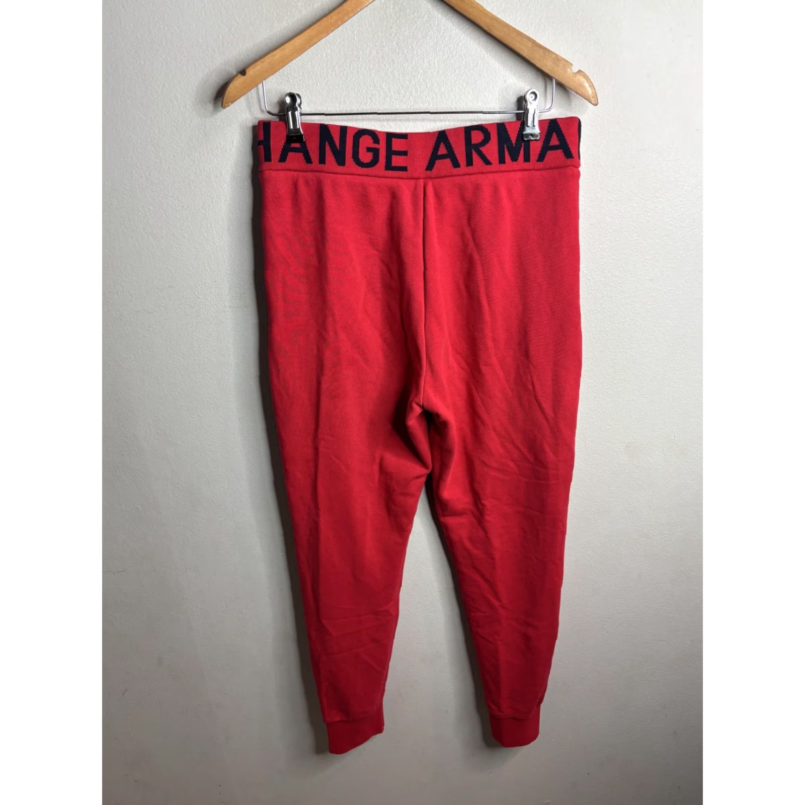 Armani Exchange Armani Exchange Sweatpants Mens M Red French Terry Jogger Logo Waistband Elastic Drawstring Pockets Slim Fit Casual Activewear Size US 31 - 4 Thumbnail