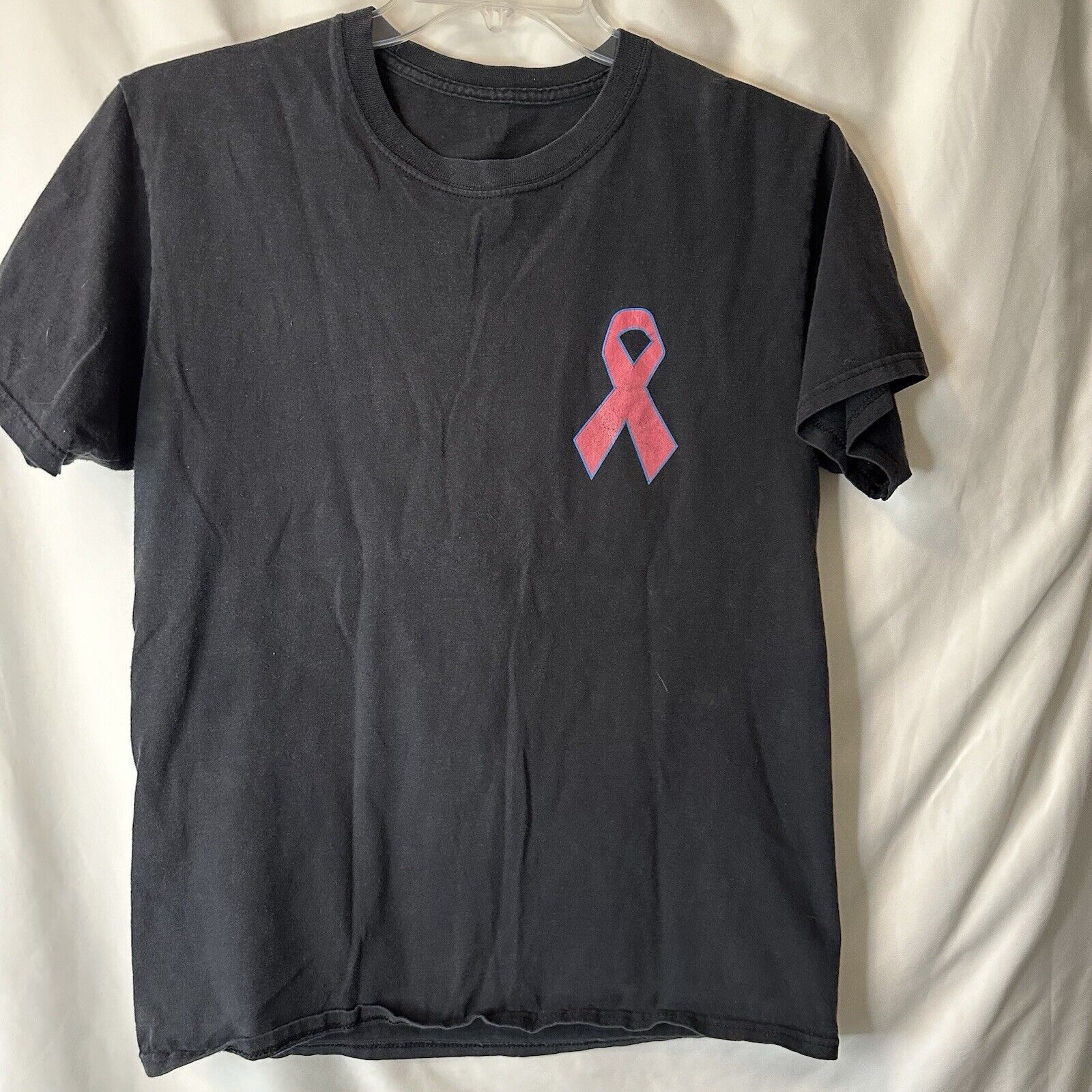 The Unbranded Brand Breast Cancer Awareness Small Black T-shirt pink/Blue Ribbon Size US S / EU 44-46 / 1 - 7 Thumbnail