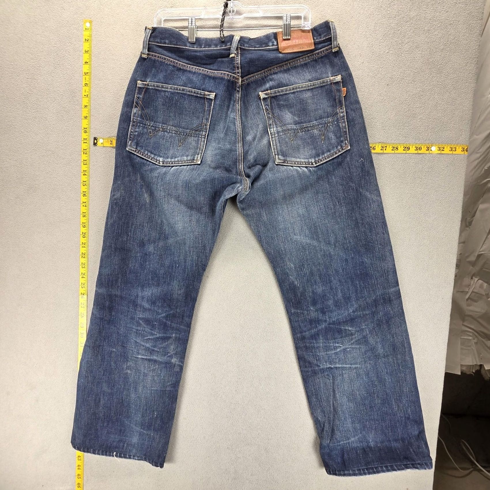 Edwin Edwin Jeans Mens 33x30 Blue Regular Straight 505 Denim Honeycomb Whiskers Fits Size US 33 - 2 Thumbnail