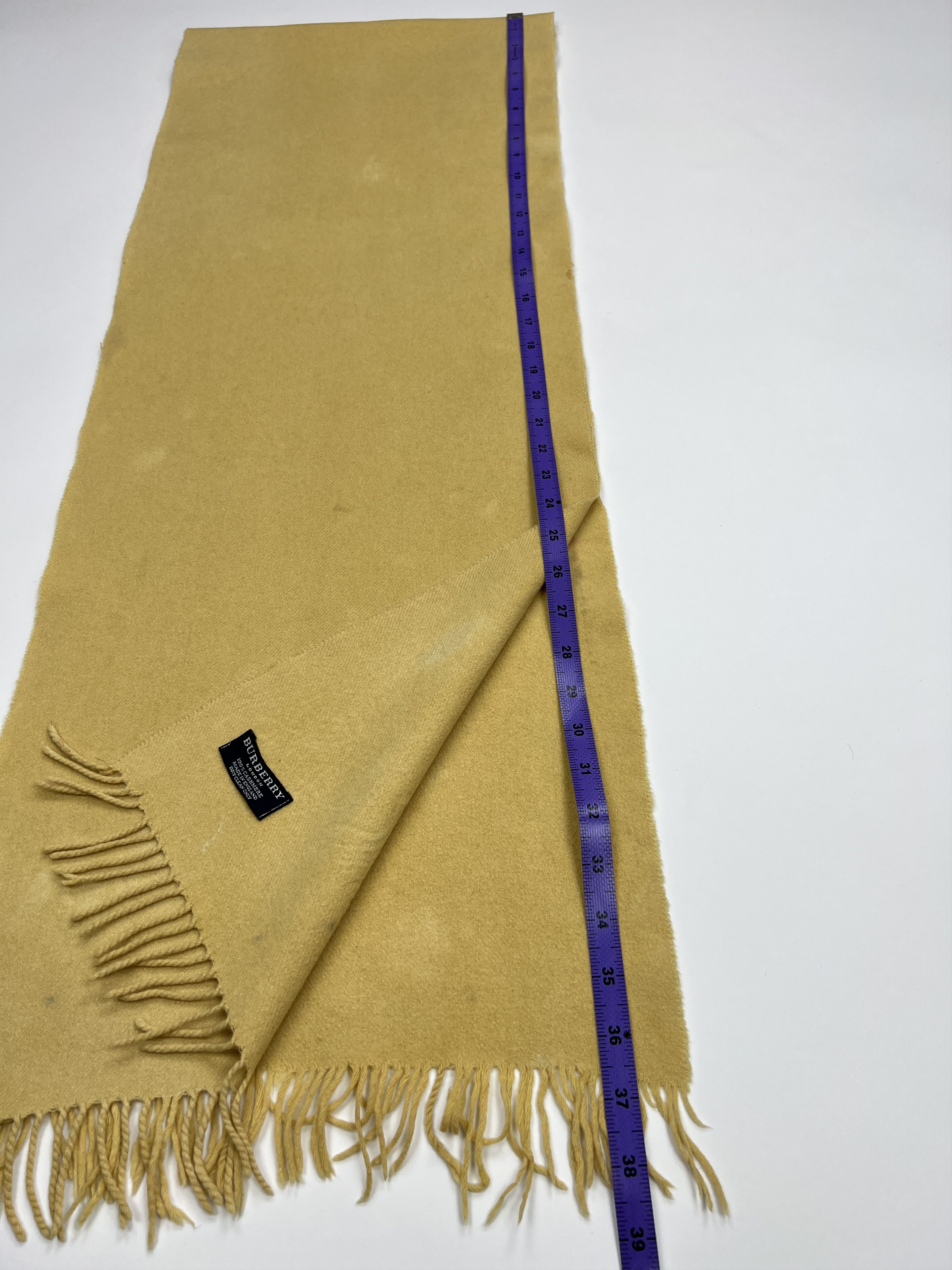 Burberry Vintage Burberry 2M Yellow Cashmere Scarf Embroidered Size ONE SIZE - 11 Thumbnail