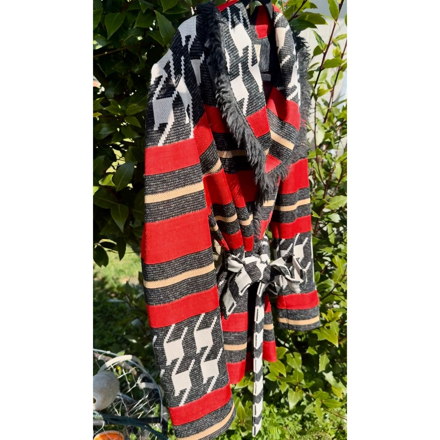 Alfred Dunhill Vtg. Alfred Weber Geometric Tie Waist Trench Size S / US 4 / IT 40 - 5 Thumbnail