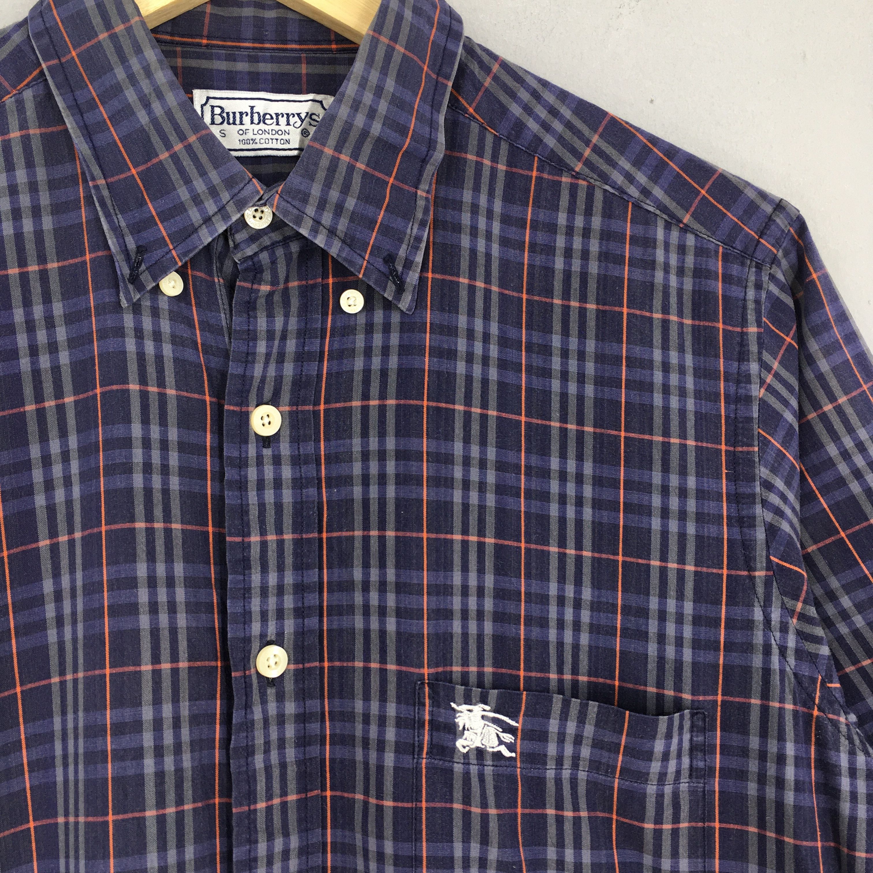 Burberry × Burberry Prorsum × Vintage Vintage 90s Burberrys Nova Check Blue Button Up Shirt Small Size US S / EU 44-46 / 1 - 4 Thumbnail