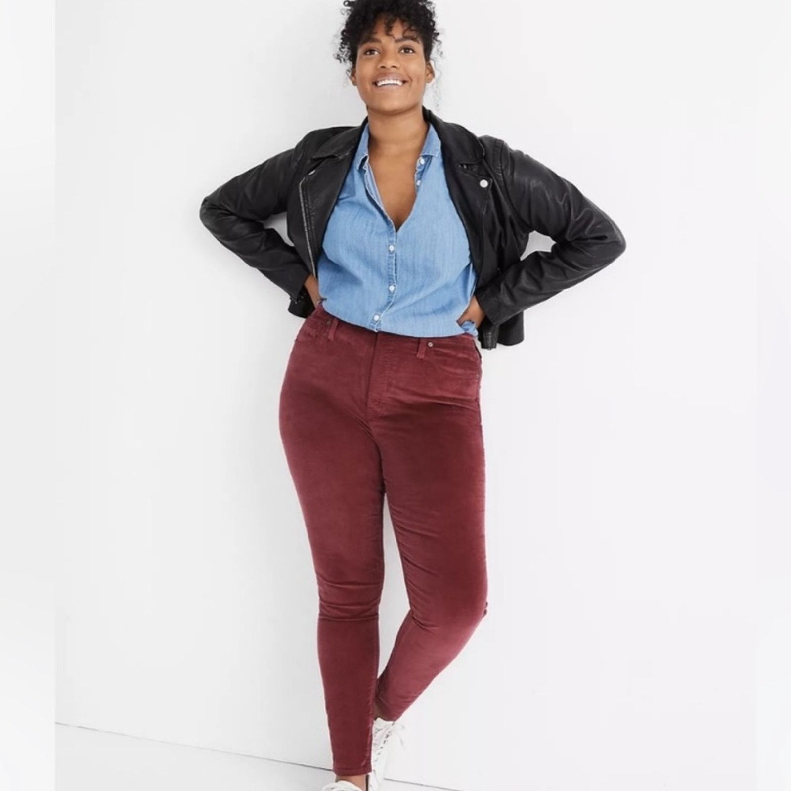 Madewell Madewell 10” High Rise Jeans Smoky Red Stretch Velvet 35 Size 35" - 4 Thumbnail
