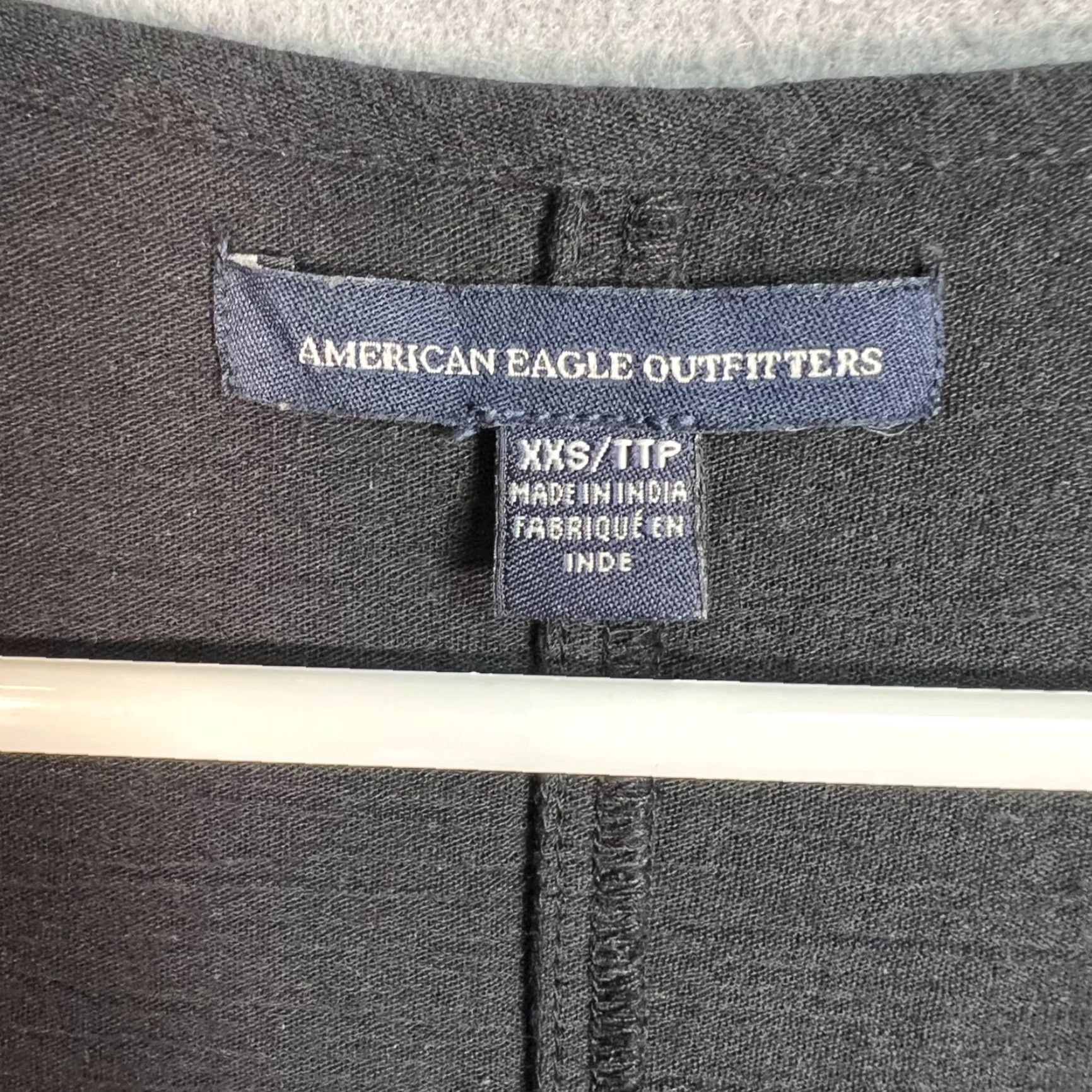American Eagle Outfitters VINTAGE American Eagle Outfitters Black Dress 2XS XS A-Line Knit Crochet Lace Trim Cotton Blend Knee Length 3/4 Sleeve V-Neck Womens Size XXS / US 00 / IT 34 - 3 Thumbnail