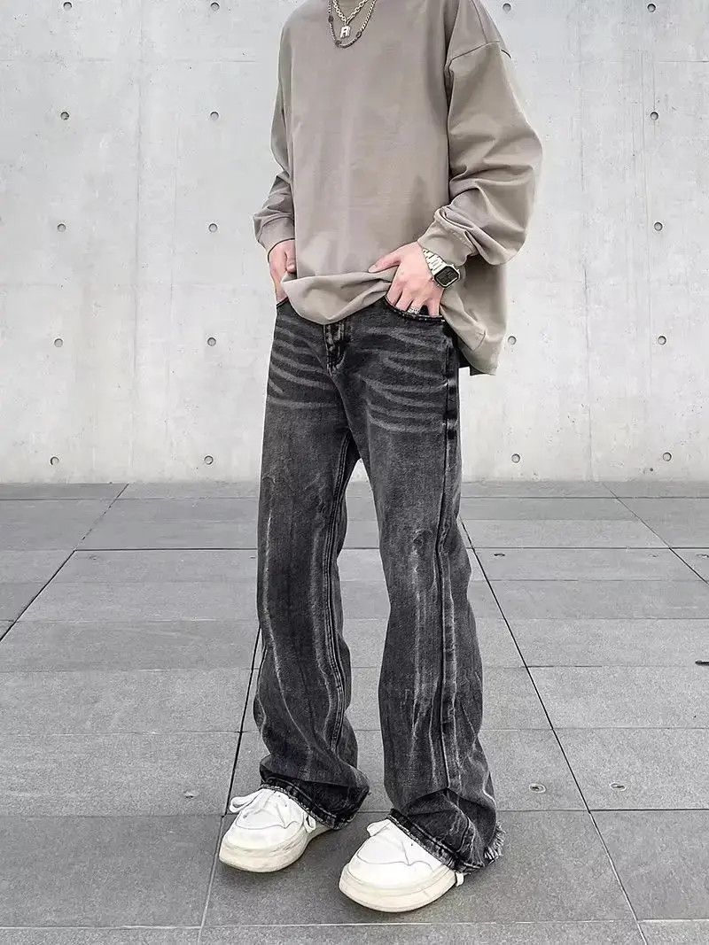 Japanese Brand Straight tube loose black micro flared jeans Size US 32 / EU 48 - 6 Thumbnail