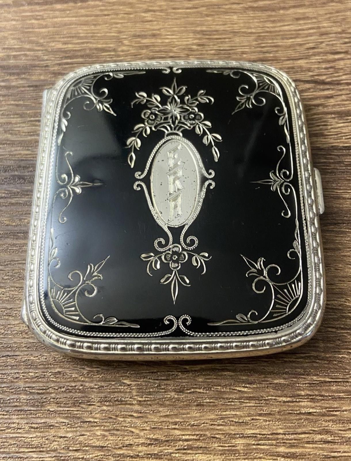 Other 925 Sterling Silver Enamel Floral Etch “ERA” Cigarette Case Size ONE SIZE - 1 Thumbnail
