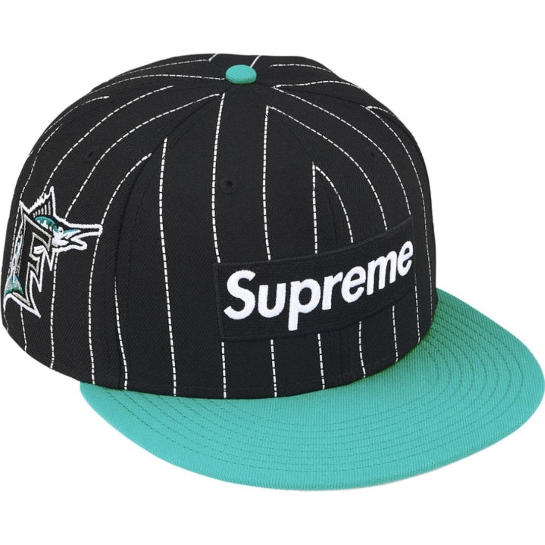 New Era × Supreme MLB Box Logo Fitted Hat - Black - Florida Marlins 7 1/2 Size ONE SIZE - 2 Thumbnail