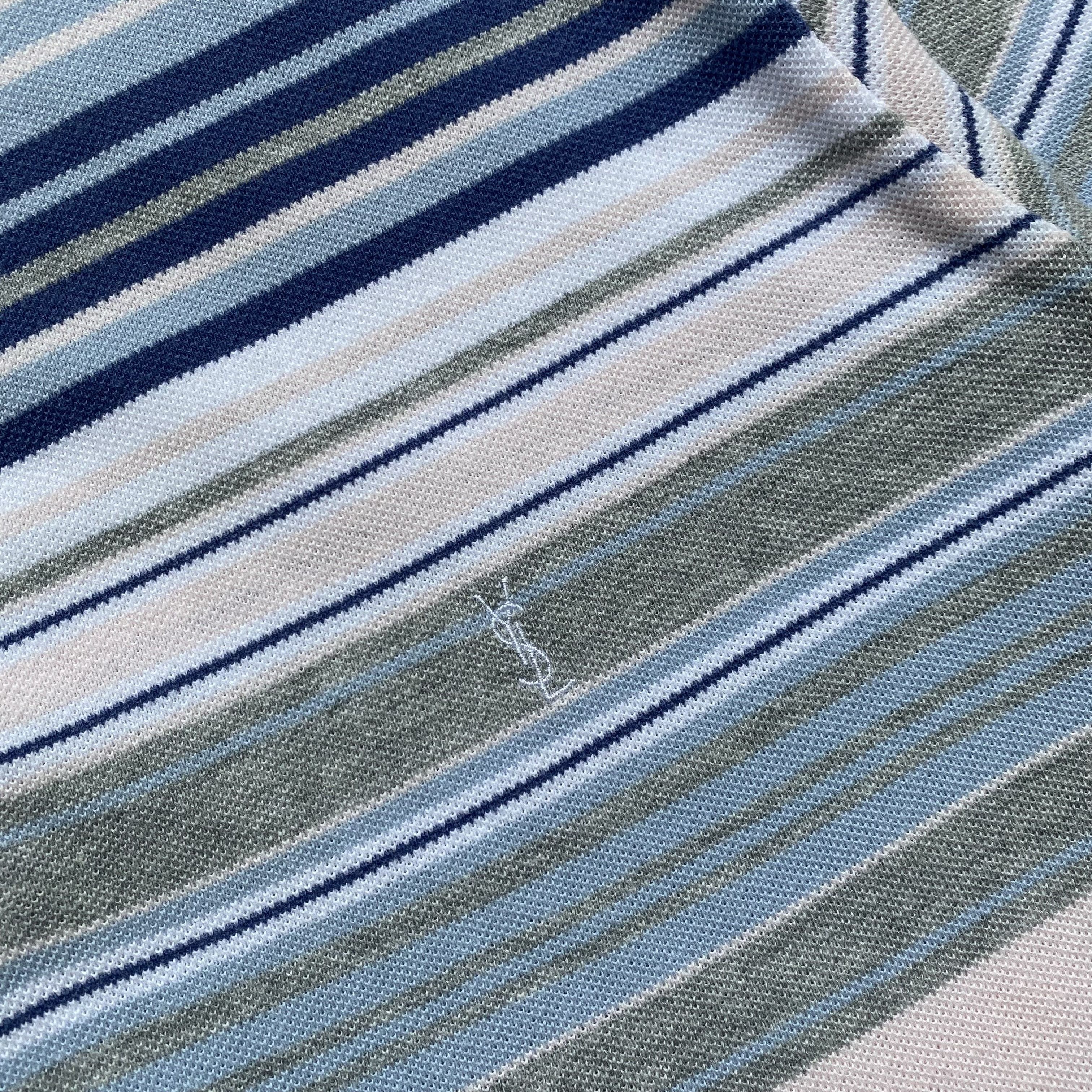 Yves Saint Laurent Vintage 90s Yves Saint Laurent Polo Stripped oldmoney tee Size US L / EU 52-54 / 3 - 5 Thumbnail