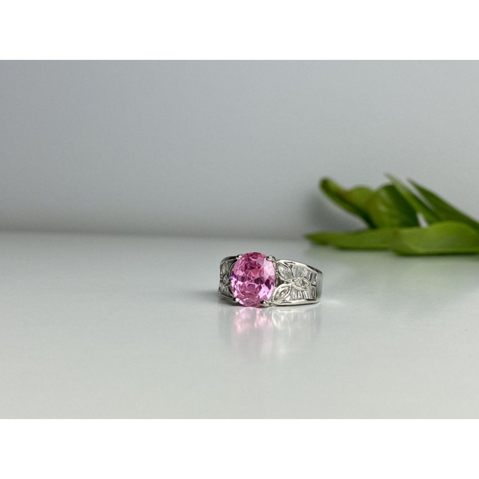 Jewelry 925 STERLING SILVER PINK & WHITE CZ RING SIZE 8 Size ONE SIZE - 6 Thumbnail