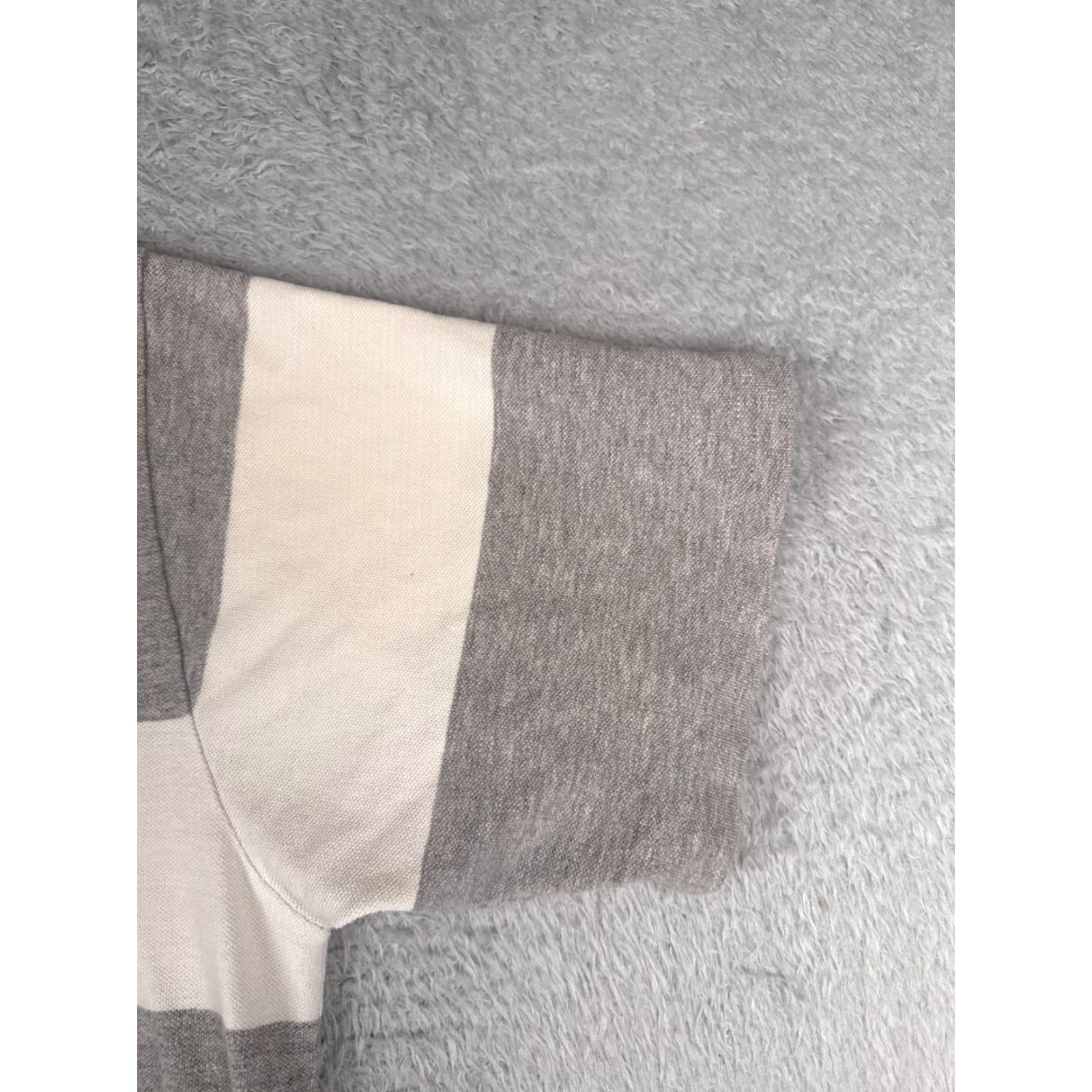 Ralph Lauren VINTAGE Ralph Lauren Polo Shirt XL Gray White Stripe Cotton Knit Mens Size US XL / EU 56 / 4 - 2 Thumbnail