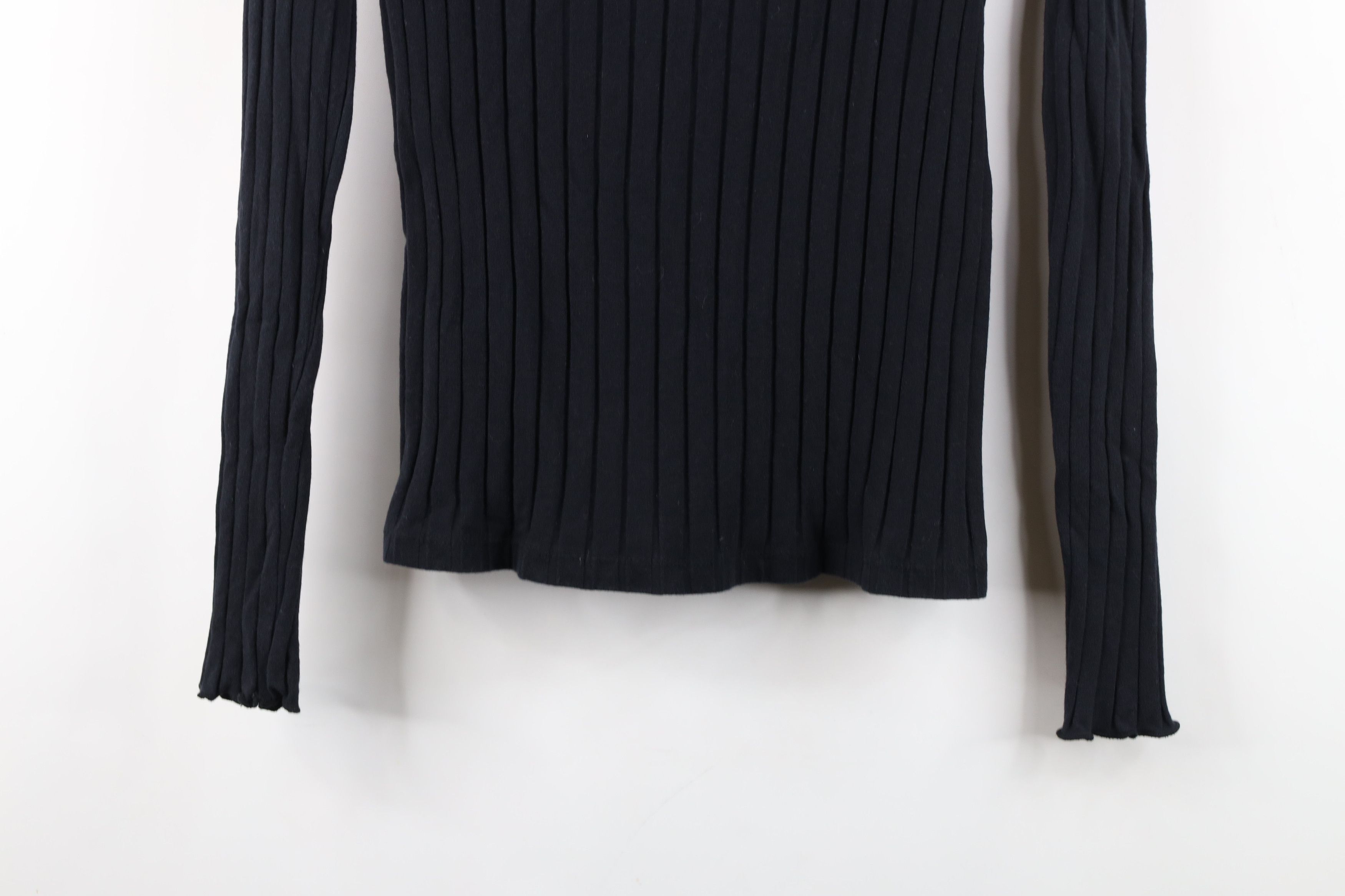 Madewell Madewell Blank Ruffled Ribbed Knit Turtleneck T-Shirt Black Size M / US 6-8 / IT 42-44 - 12 Thumbnail
