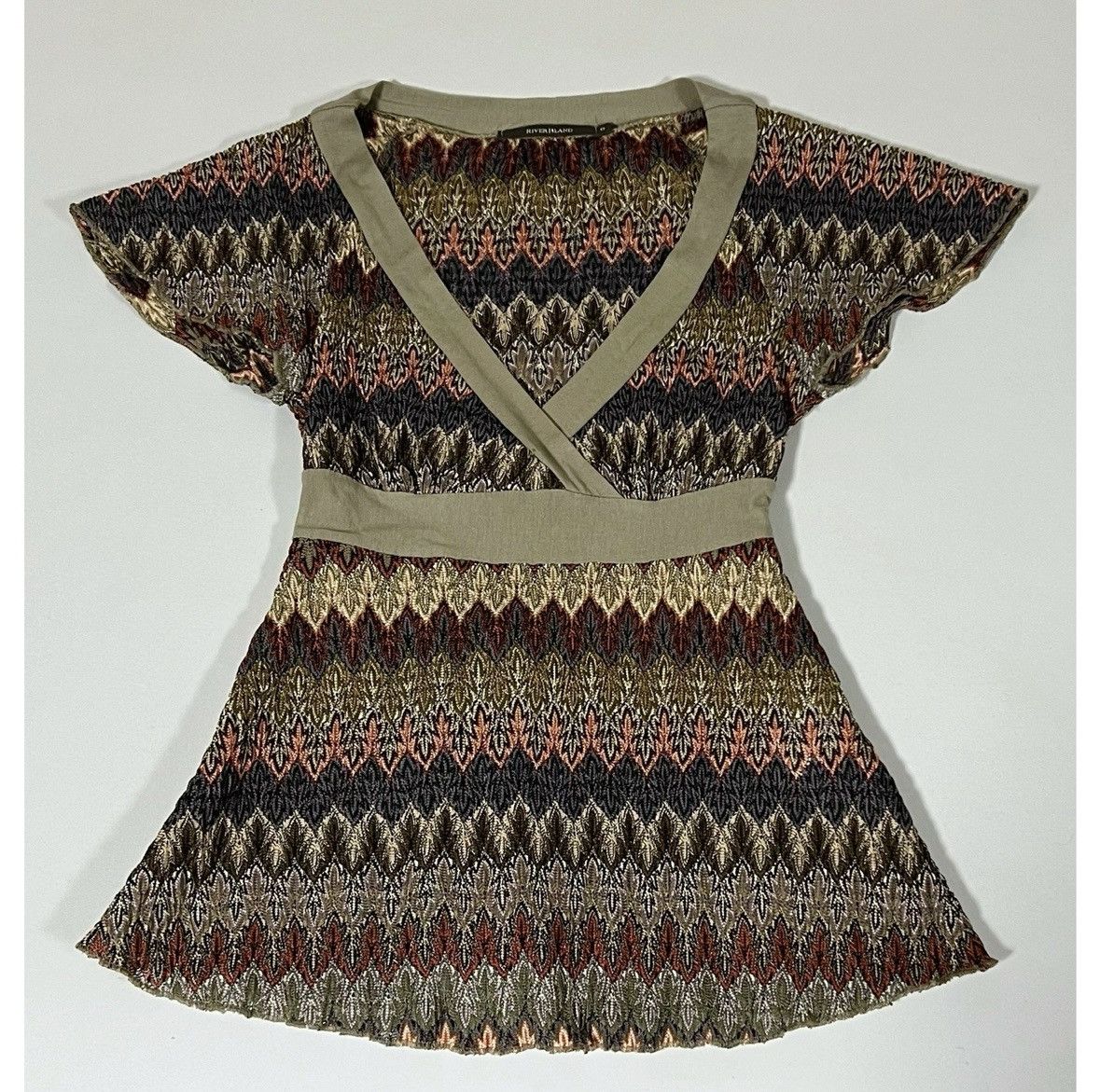 River Island River Island Olive Boho Babydoll Shirt Top Blouse Size 8 🤎✨ Size M / US 6-8 / IT 42-44 - 2 Thumbnail