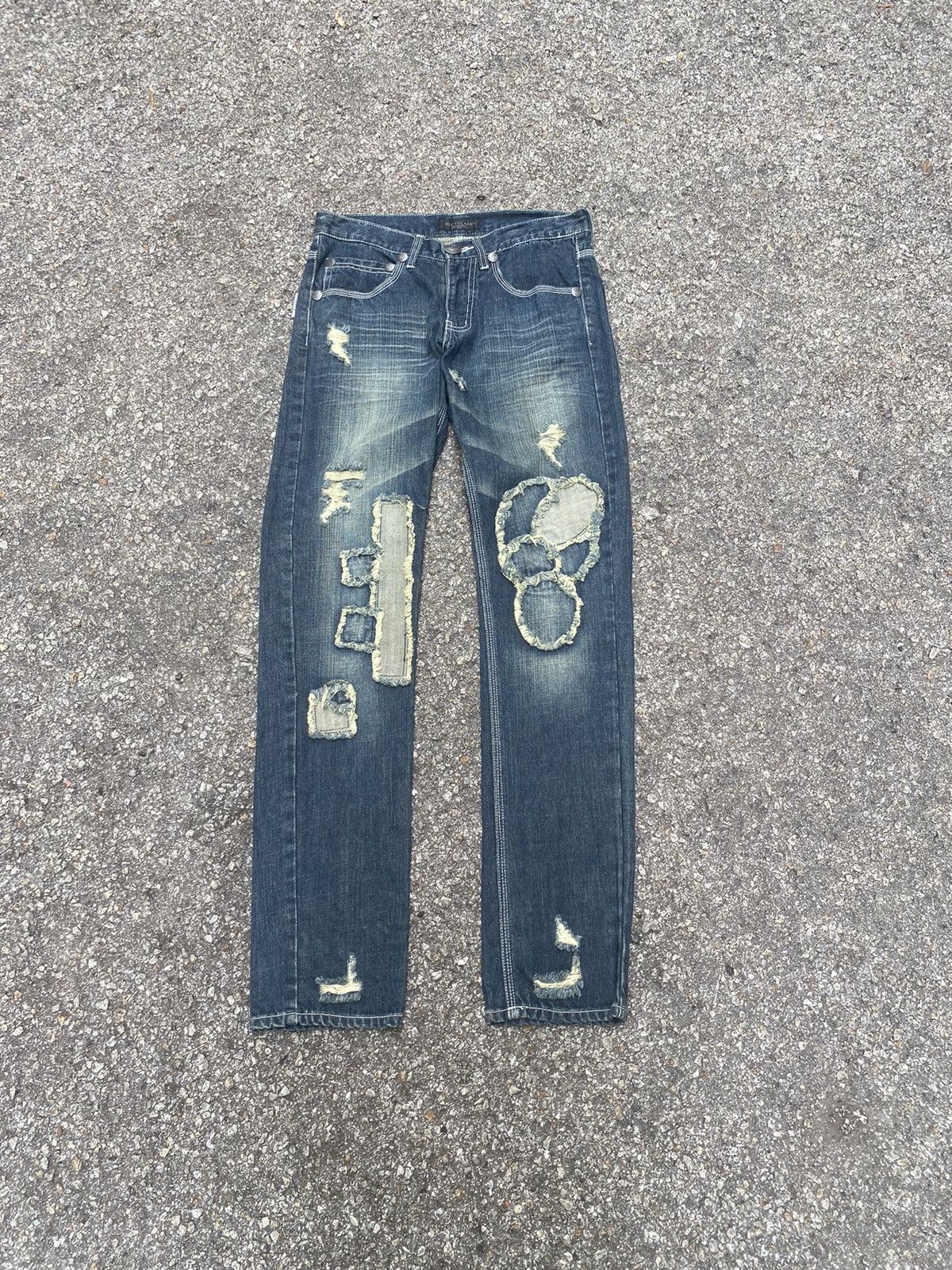 Kapital Japanese Distressed Denim Patchwork Jeans Recyclage Low Rise Size US 28 / EU 44 - 1 Thumbnail