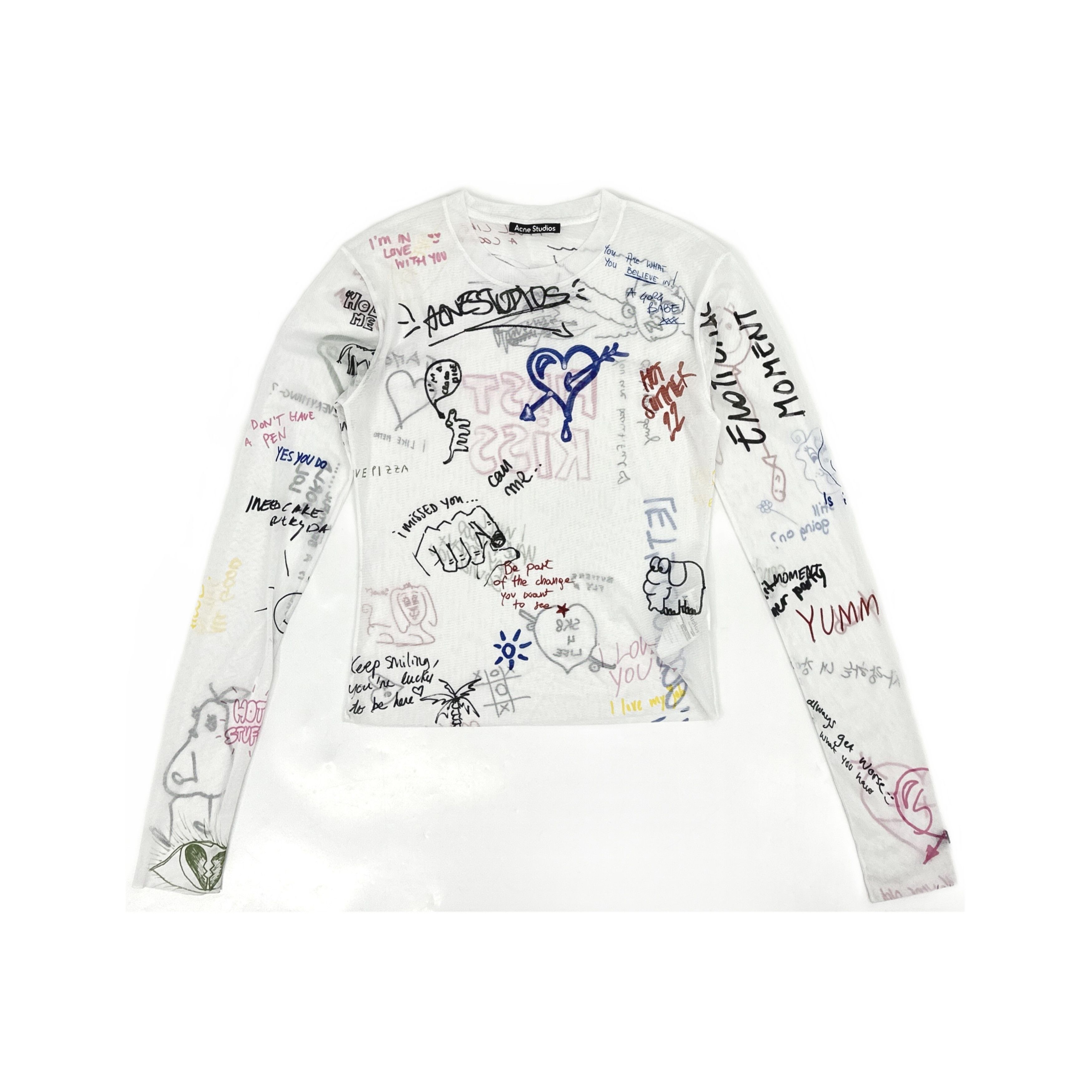 Acne Studios Acne Studios Graffiti Mesh Long Sleeve T-Shirt Size S Size S / US 4 / IT 40 - 1 Thumbnail