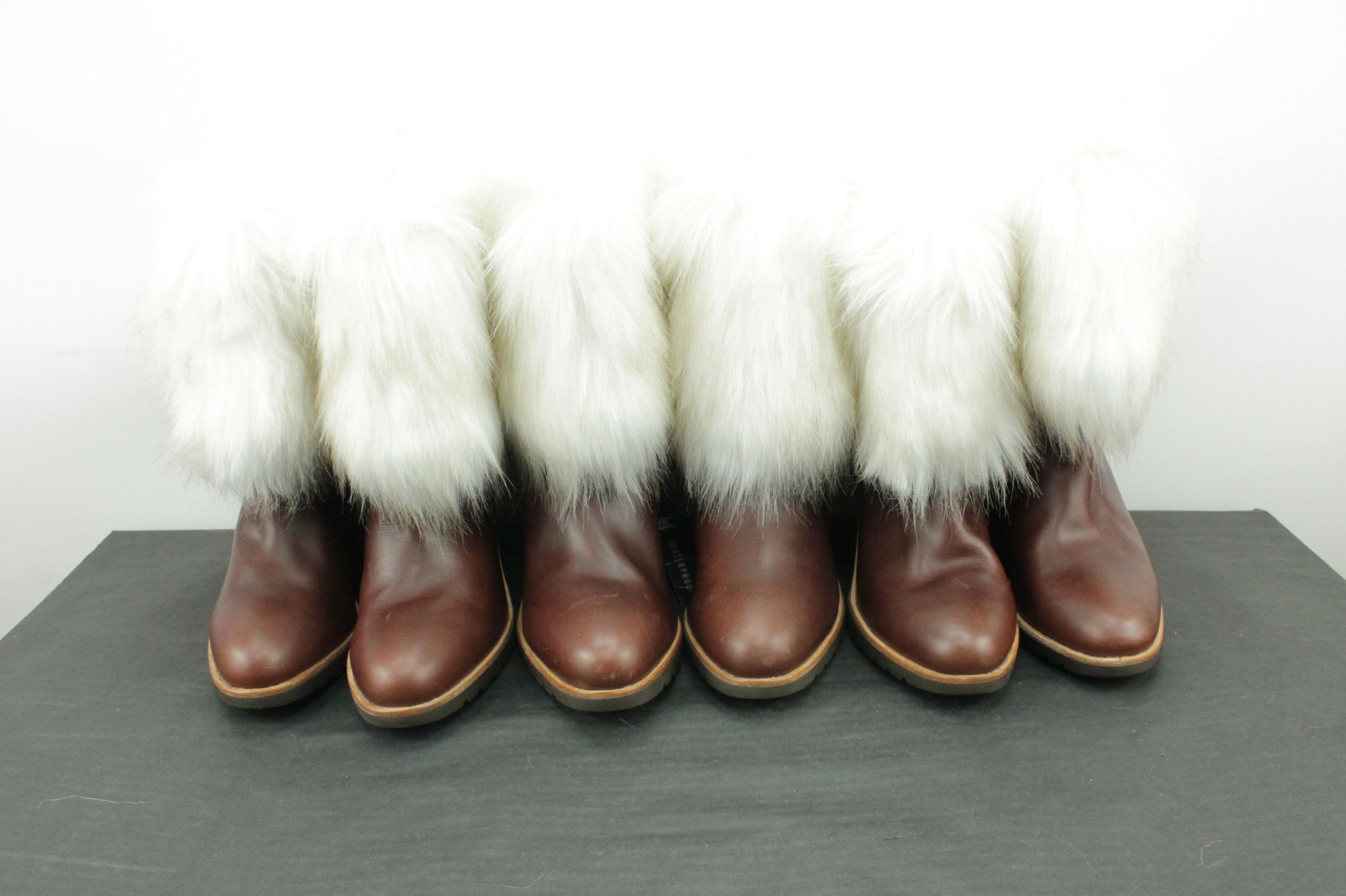 SOREL Sorel Park City Lux Brown Leather Wedge Booties Faux Fur Size US 8 / IT 38 - 14 Thumbnail