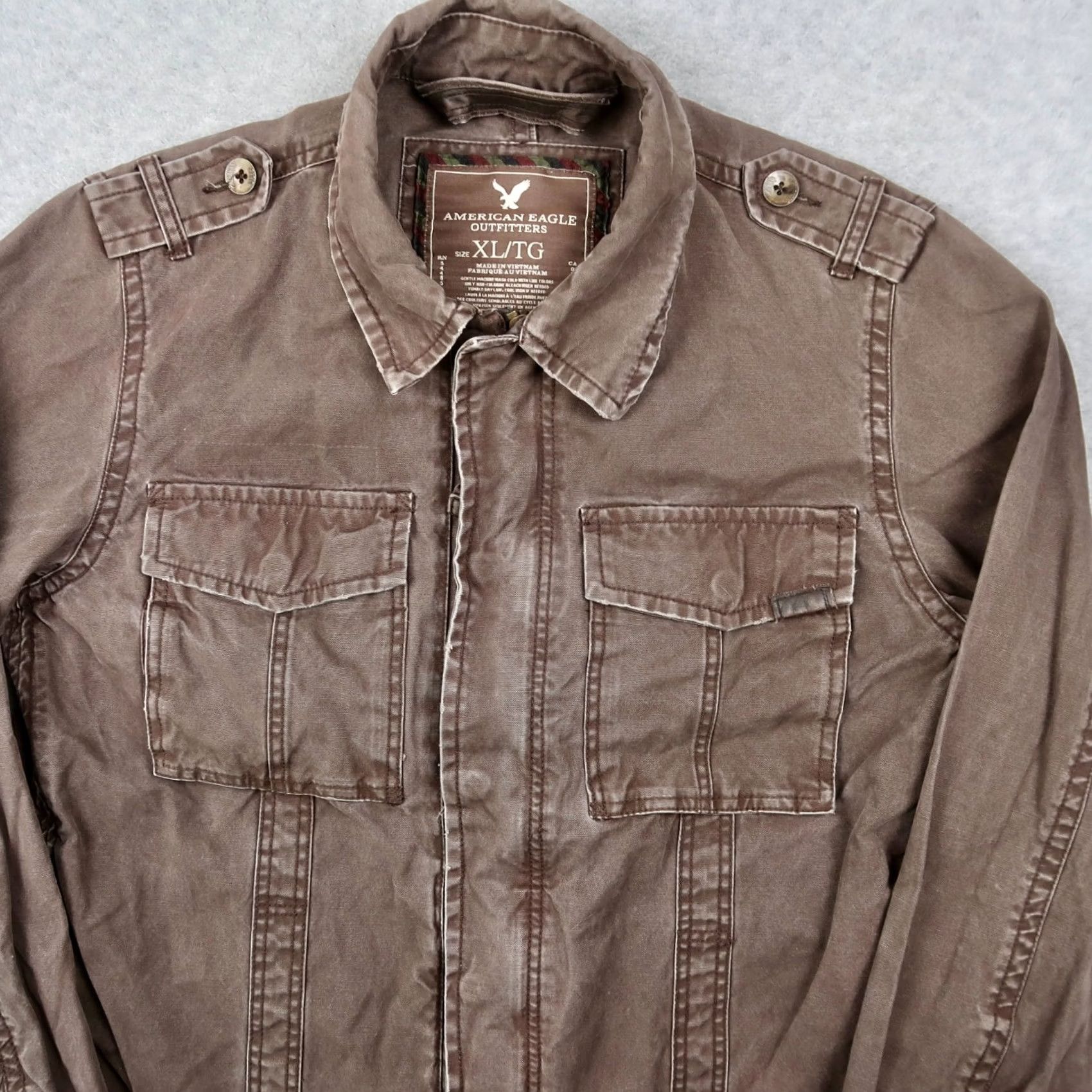 American Eagle Outfitters American Eagle Outfitters Brown Military Jacket Men's XL Zip Button Casual Size US XL / EU 56 / 4 - 3 Thumbnail