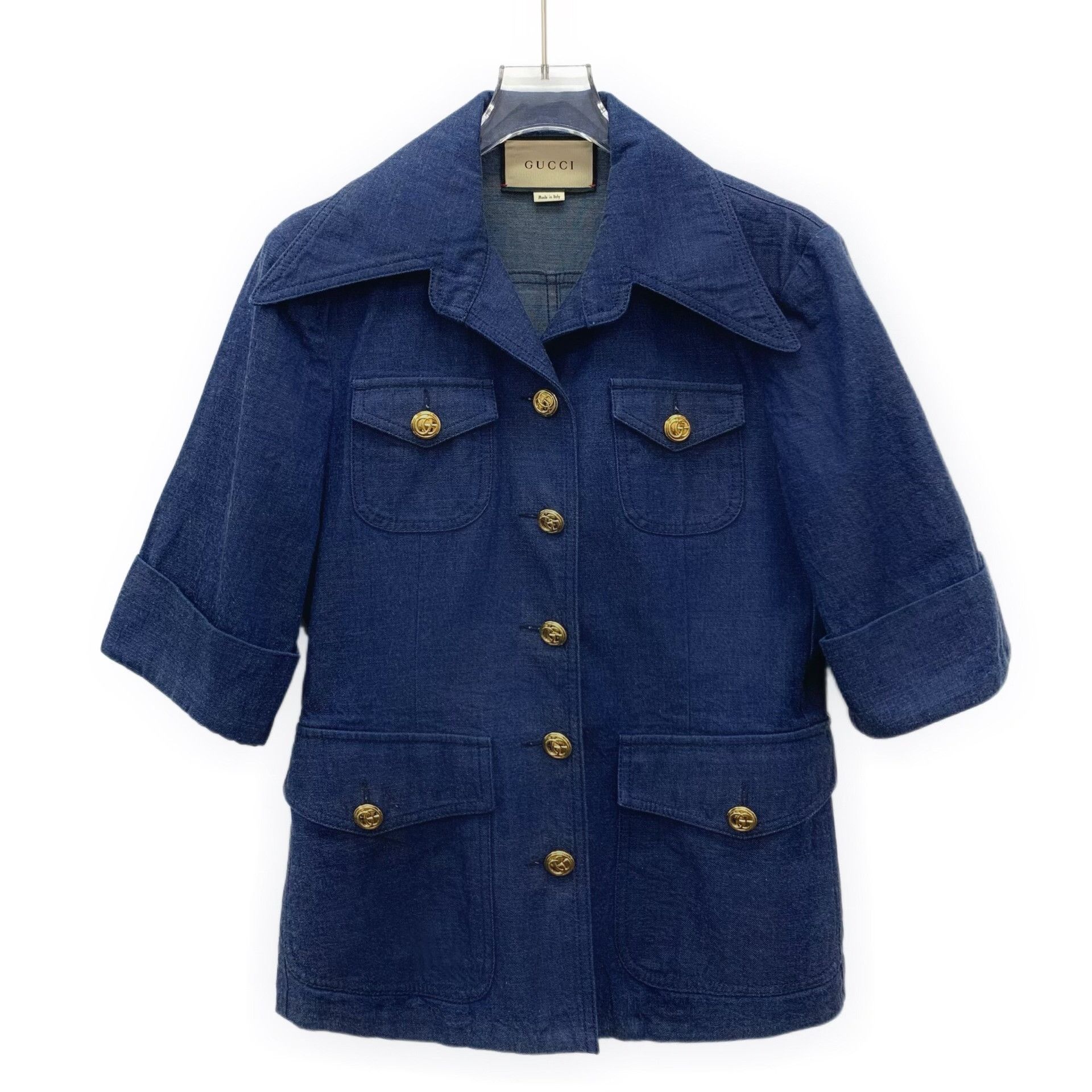 Gucci Gucci Cotton Blue Jacket L Women Size L / US 10 / IT 46 - 1 Thumbnail