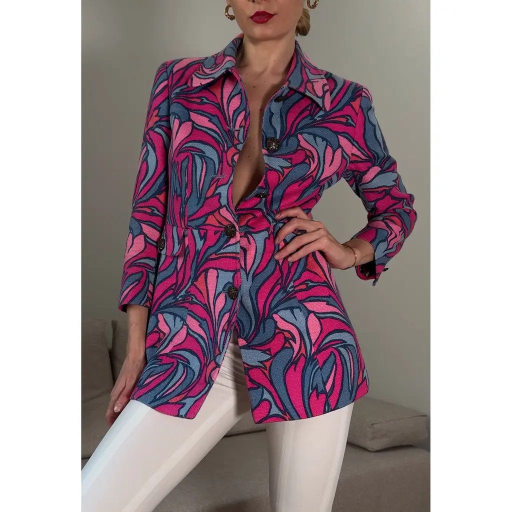 Dolce Gabbana Floral Print Pink Blazer leopard Print IT42