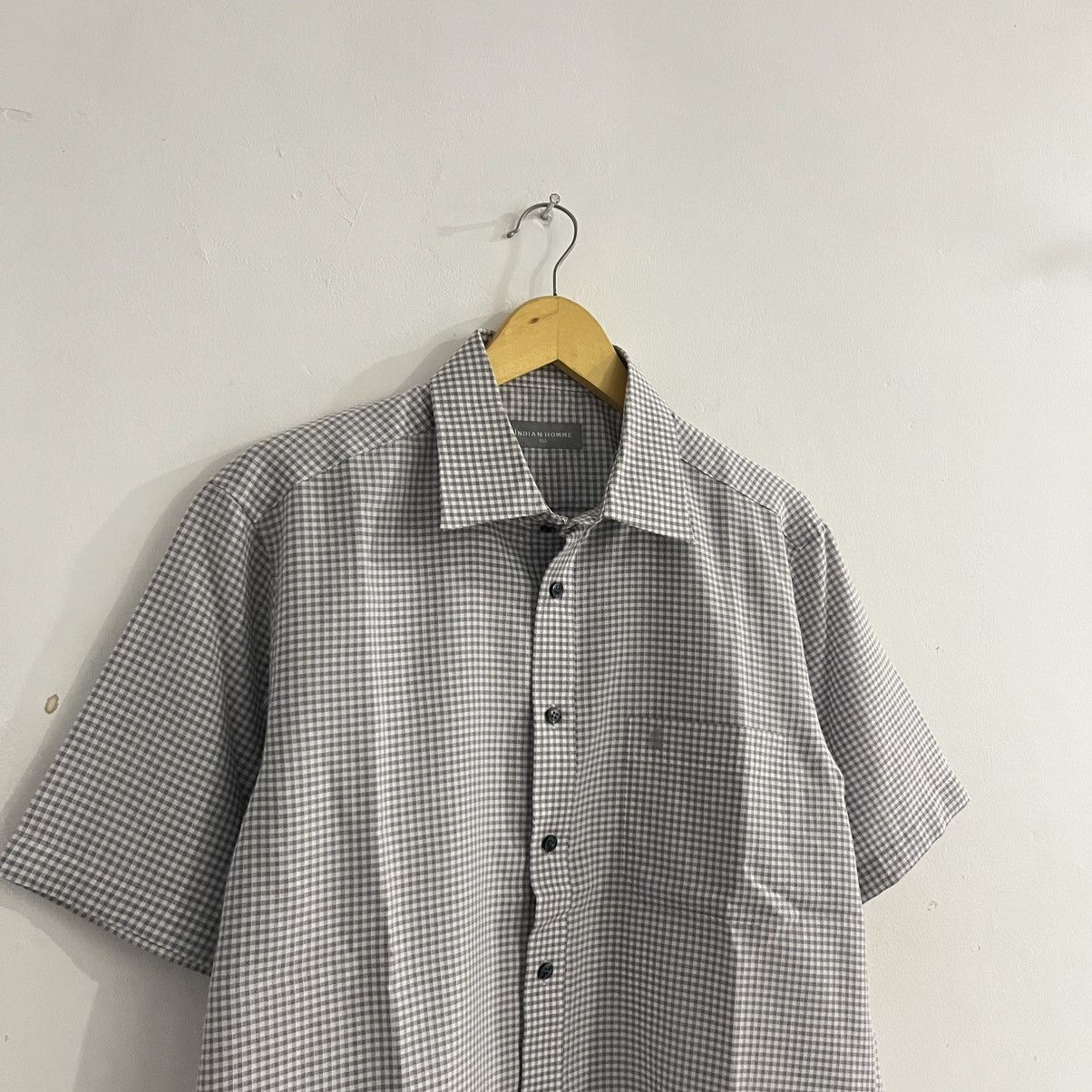 Issey Miyake Indian Homme - Gingham Gray Ss Button Up Shirt Size US L / EU 52-54 / 3 - 3 Thumbnail