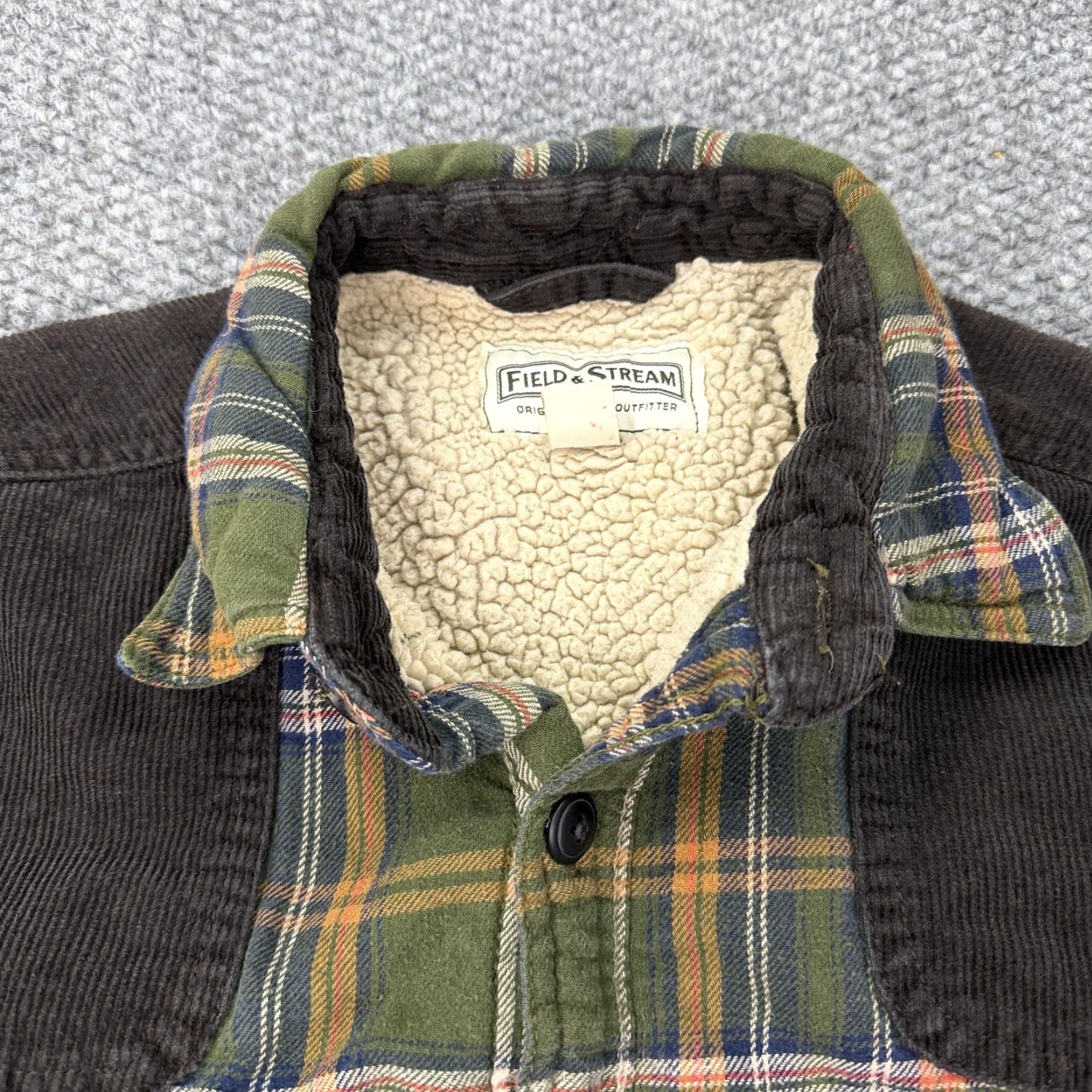 Vintage Field & Stream Shirt Jacket Mens Small Green Plaid Flannel Sherpa Lined Corduroy Jacket Shirt? Size US S / EU 44-46 / 1 - 2 Thumbnail