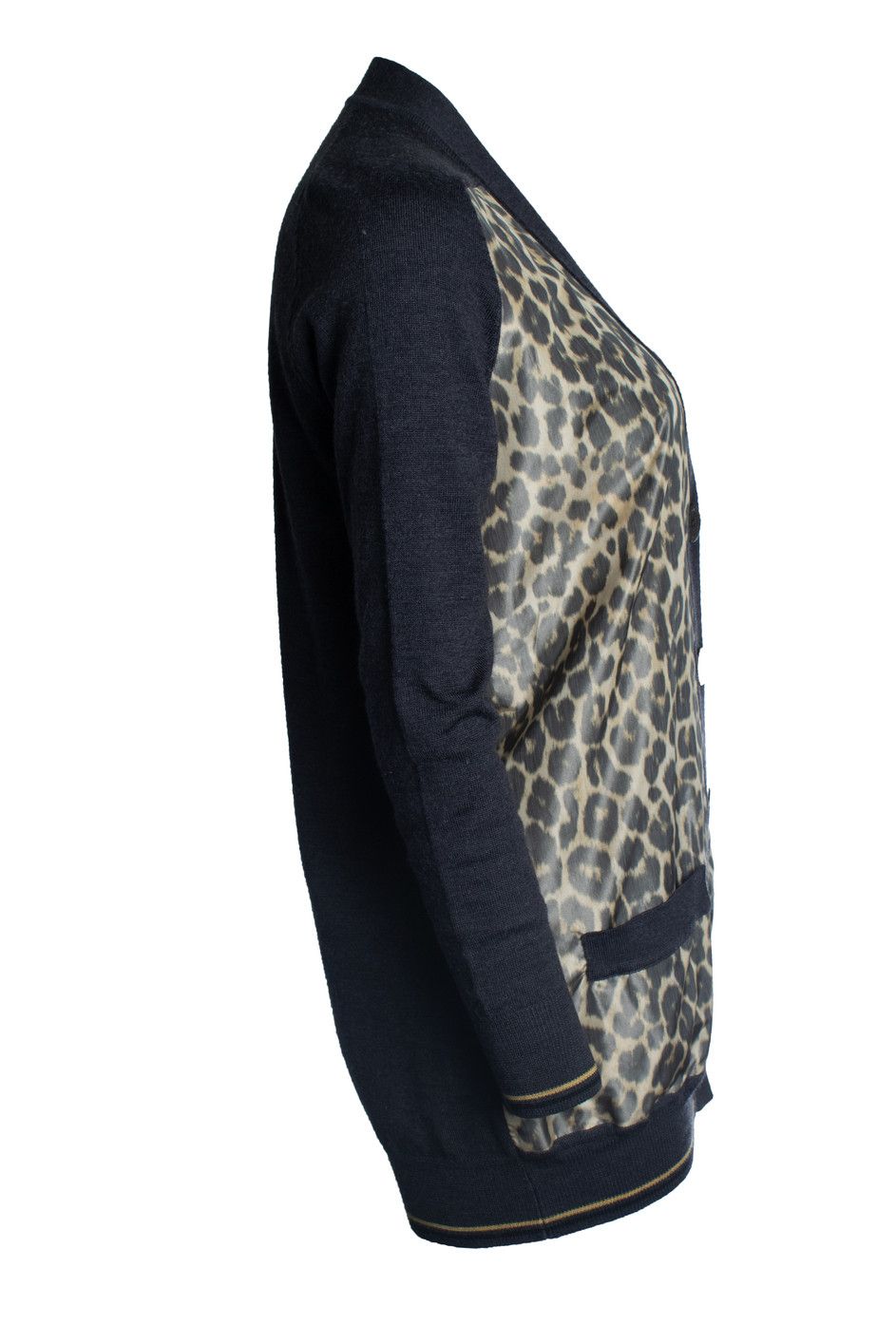 Hermes Hermes, grey cardigan with leopard print Size XS / US 0-2 / IT 36-38 - 3 Thumbnail