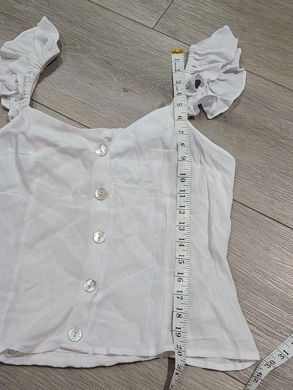H&M HM Tank Top White Medium Sweetheart Ruffle summer Size M / US 6-8 / IT 42-44 - 5 Thumbnail
