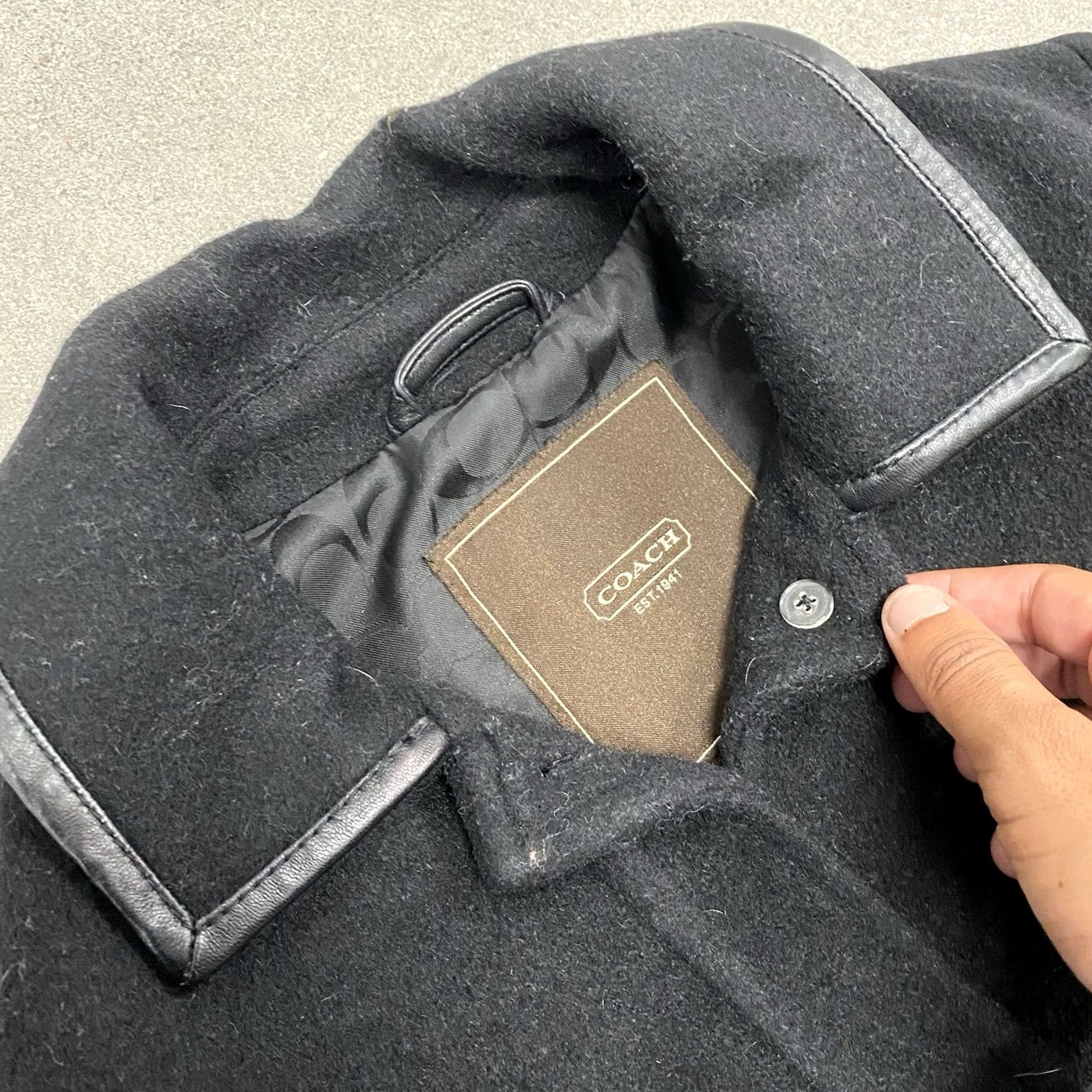 Coach Coach Womens Coat Jacket Wool Button Up Trench Black S Wool Blend Button Front Lined Pockets Regular Size: S Womens Size S / US 4 / IT 40 - 2 Thumbnail